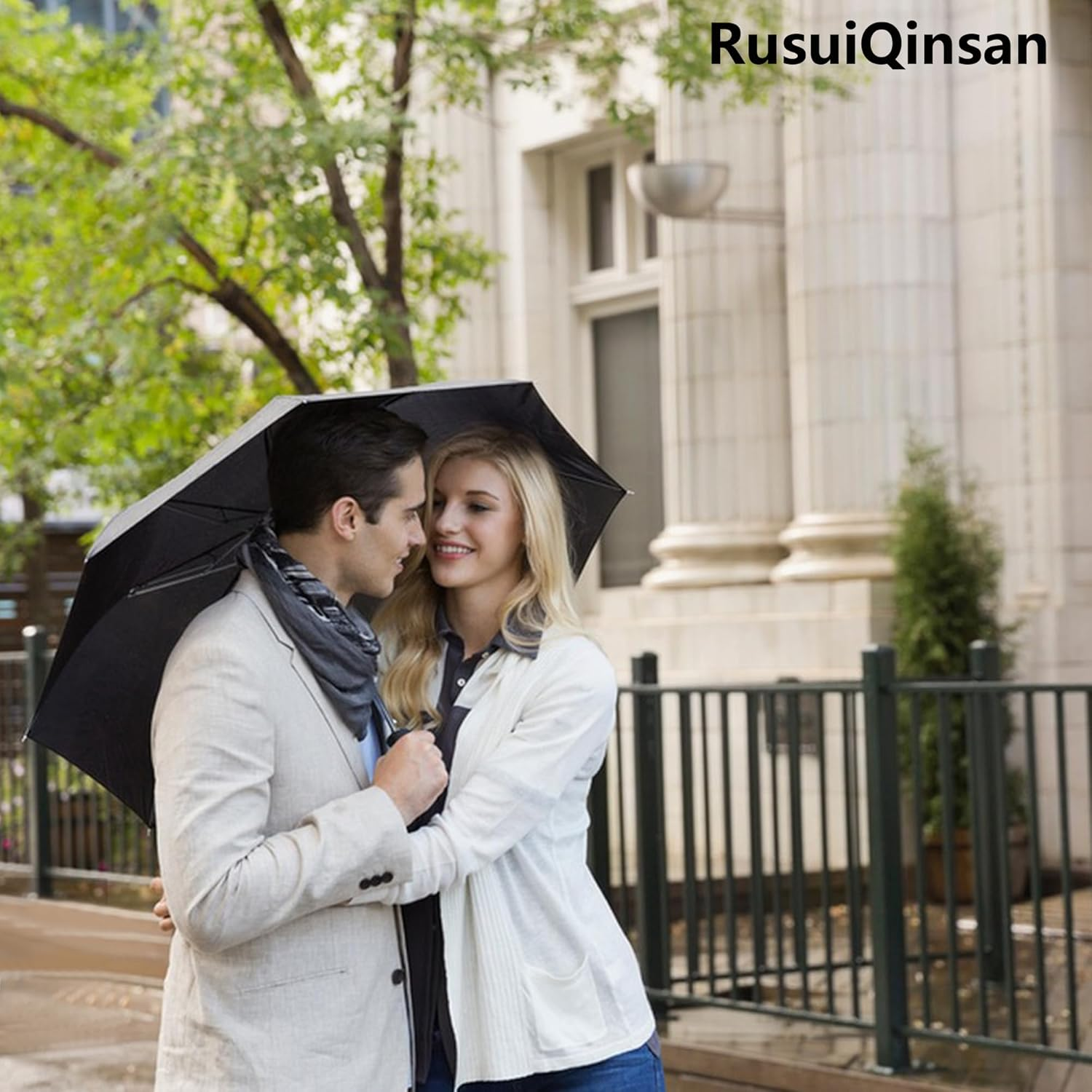 Windproof Travel Umbrella Sturdy Fiberglass Frame Compact Umbrella Auto Open Close Portable UV Protection Umbrella for Travel Something for Everyone - Black image number 3