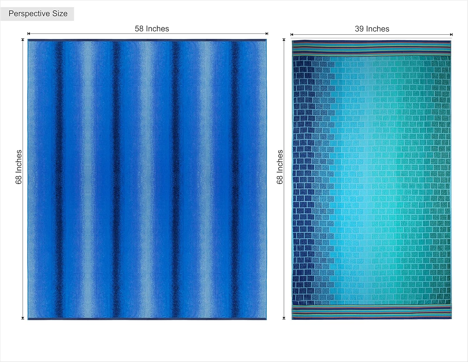 COTTON CRAFT Ombre Stripe Extra Wide Beach Towel for Two - 58X68 - Pure Cotton - Double Woven Jacquard Thick Plush Super Soft Luxurious Velour Pile - Pool Picnic Bath - 450 GSM - Blue image number 6