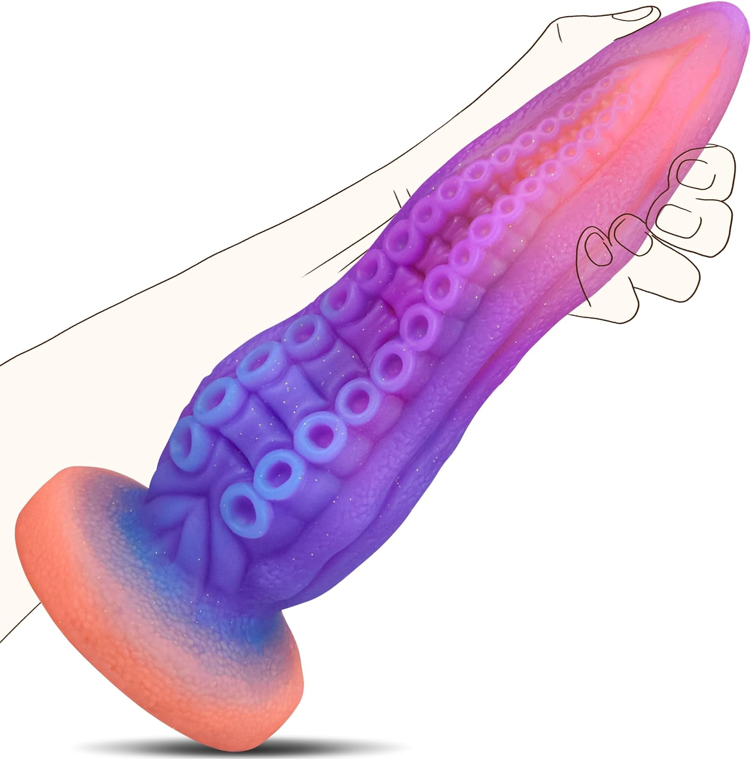 9.6" Tentacle Realistic Dildo Luminous Octopus Dildo, Huge Silicone Dildo Plug with Strong Suction Cup Fantasy G-Spot Monster Dildo Adult Sex Toy for Men & Women Hands-Free Play image number 4