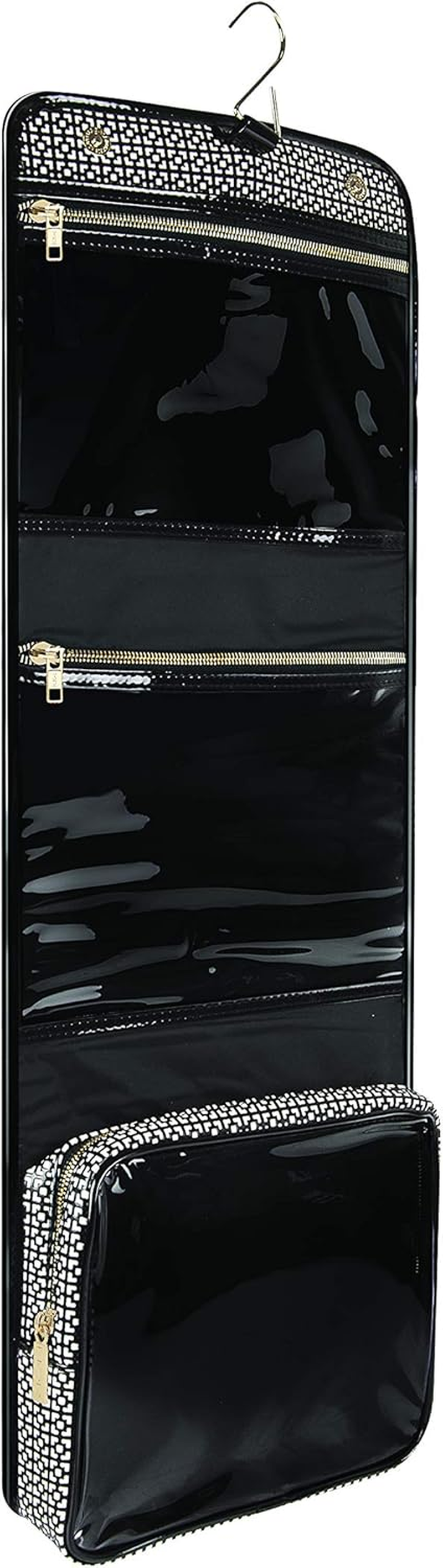 MOR Boutique London Hanging Fold Out Cosmetic Bag, Black/White, 405G