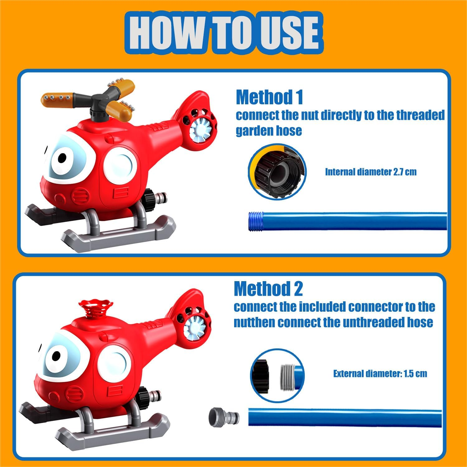 Water Sprinkler Baseball Toy for Kids Outdoor Play, 2 in 1 Snail Summer Water Game with 2 Sprinkler Heads, 360&deg; Roating Spray Water Baseball (Airplane) image number 2