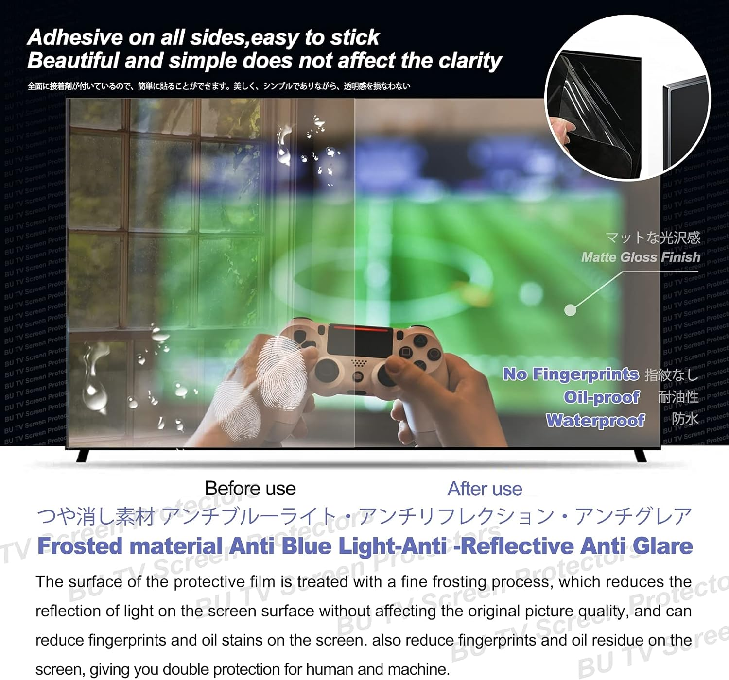 TV Screen Protector, Frosted anti Glare/Anti Blue Light/Dustproof Filter Film, Protect Your Eyes for LCD, LED, 4K OLED & QLED HDTV Displays,50" 1101 * 620