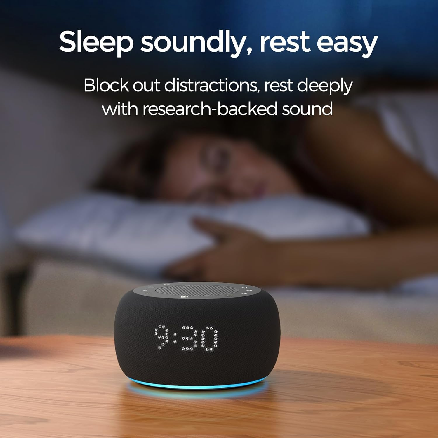 Updated White Noise Machine with Bluetooth, 25 Soothing Sounds & 8 Wake-Up Tones, Rechargeable Sound Machine for Adults and Babies, Night Light, Timer, Memory Function - Ideal for Travel and Home Use image number 6