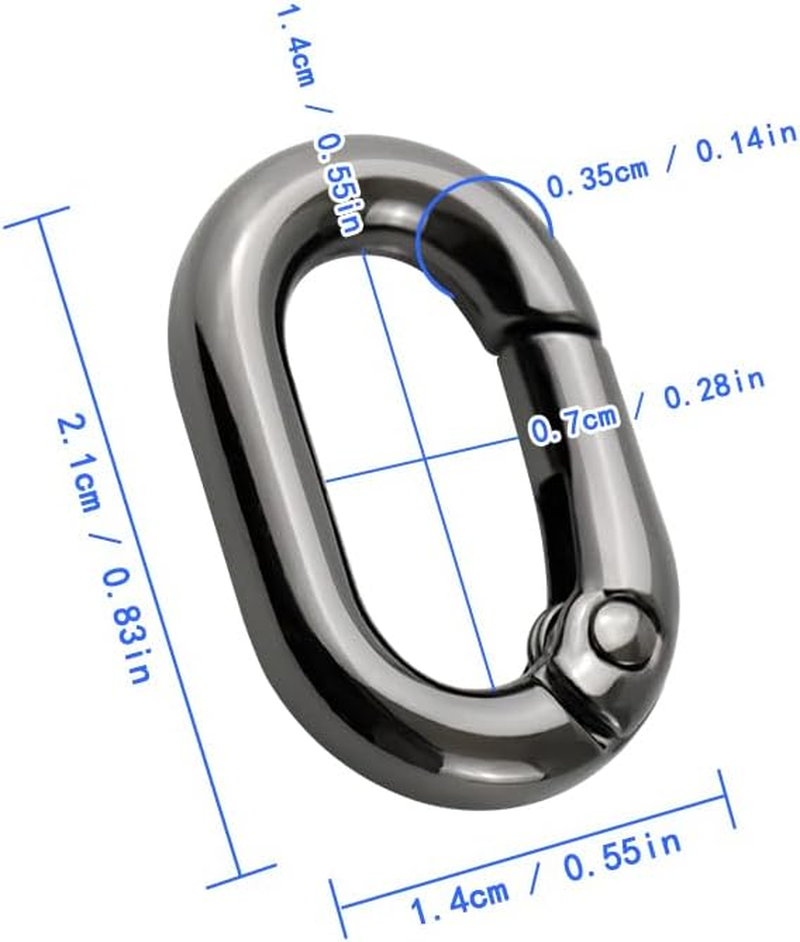 10 PCS TANJUN Carabiner Metal Spring Key Ring, Spring Keyring Buckle, Oval Ring for Bags,Purses - Black image number 5