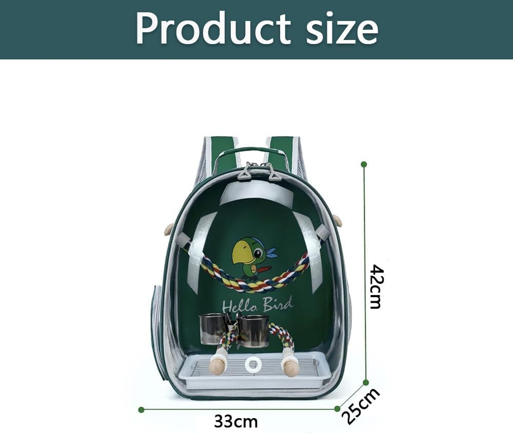 Bird Travel Carrier Cage &ndash; Clear Backpack with Tray & Perch, Breathable Pet Travel Bag for Parakeet, Cockatiel, Parrot &ndash; Portable Vet Transport Backpack with Vent Holes image number 1
