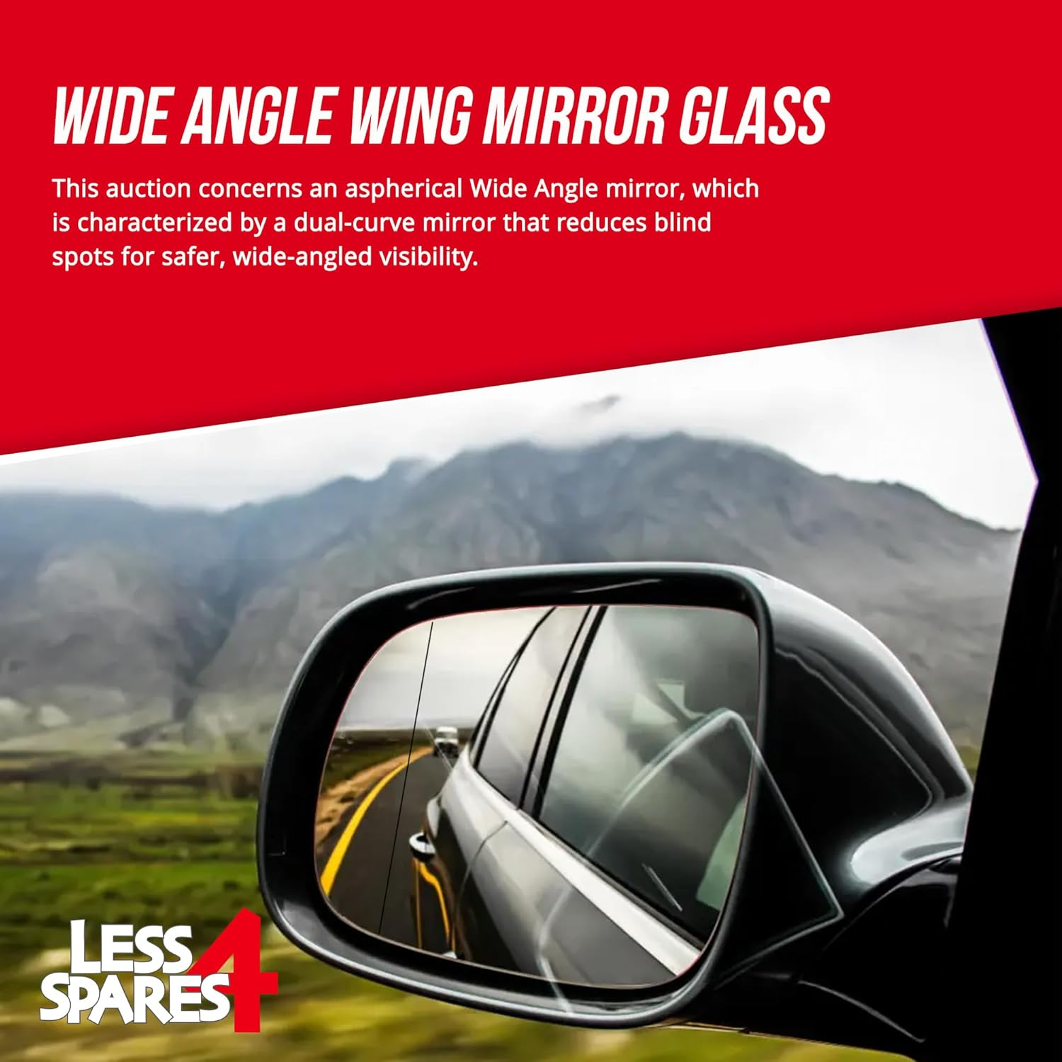 Less4Spares Wing Mirror Glass Left Compatible with BMW Z3 Roadster (Convertible) 1995-2003 STICK-ON Passenger near Side with Blind Spot, Automotive Replacement Parts