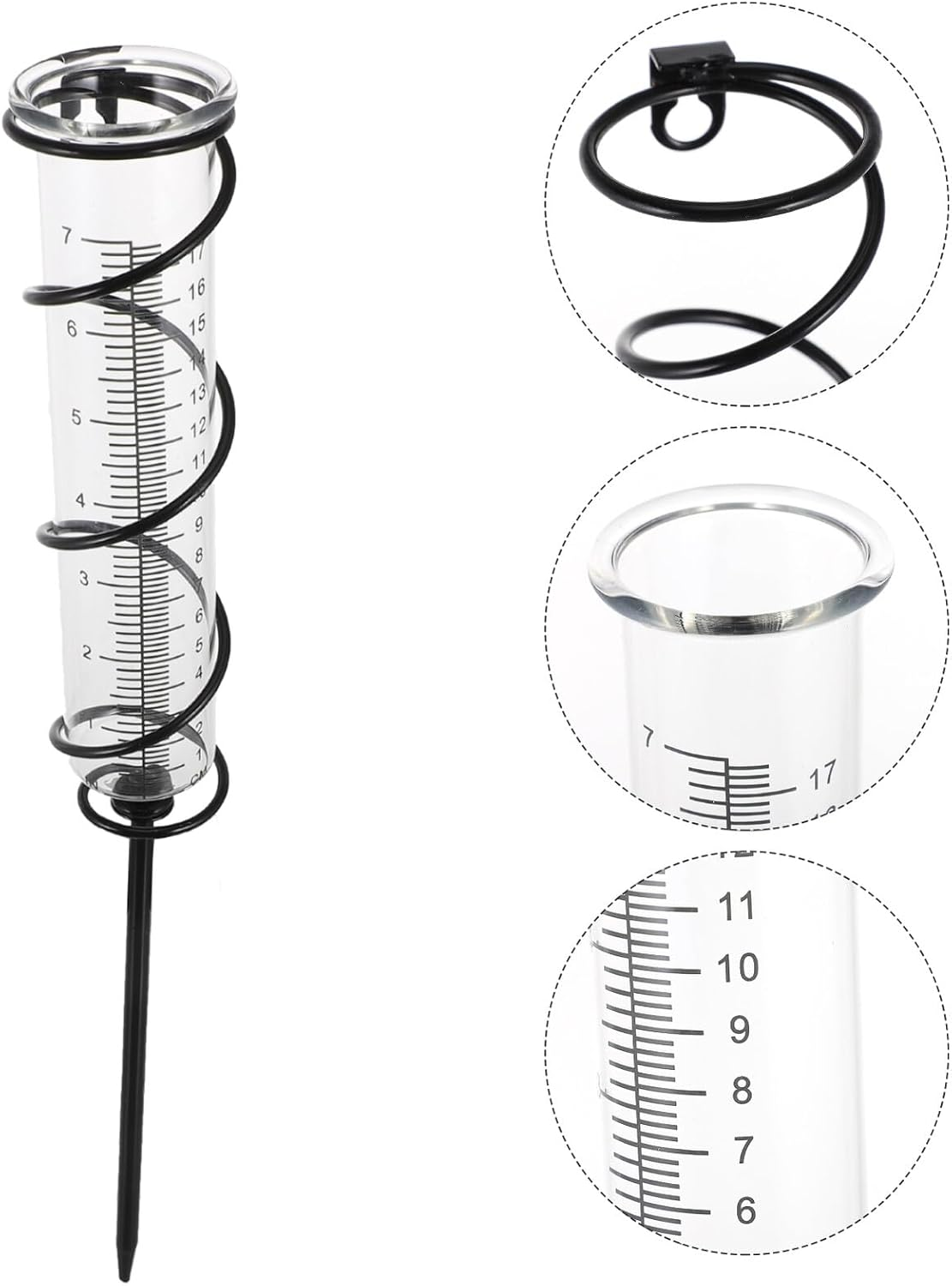 Outdoor Rain Gauge Iron and Glass Rain Measure Device with Clear Scale Decorative Garden Stake for Accurate Rainfall Measurement Weather Monitoring Tool for Lawn and Patio image number 6