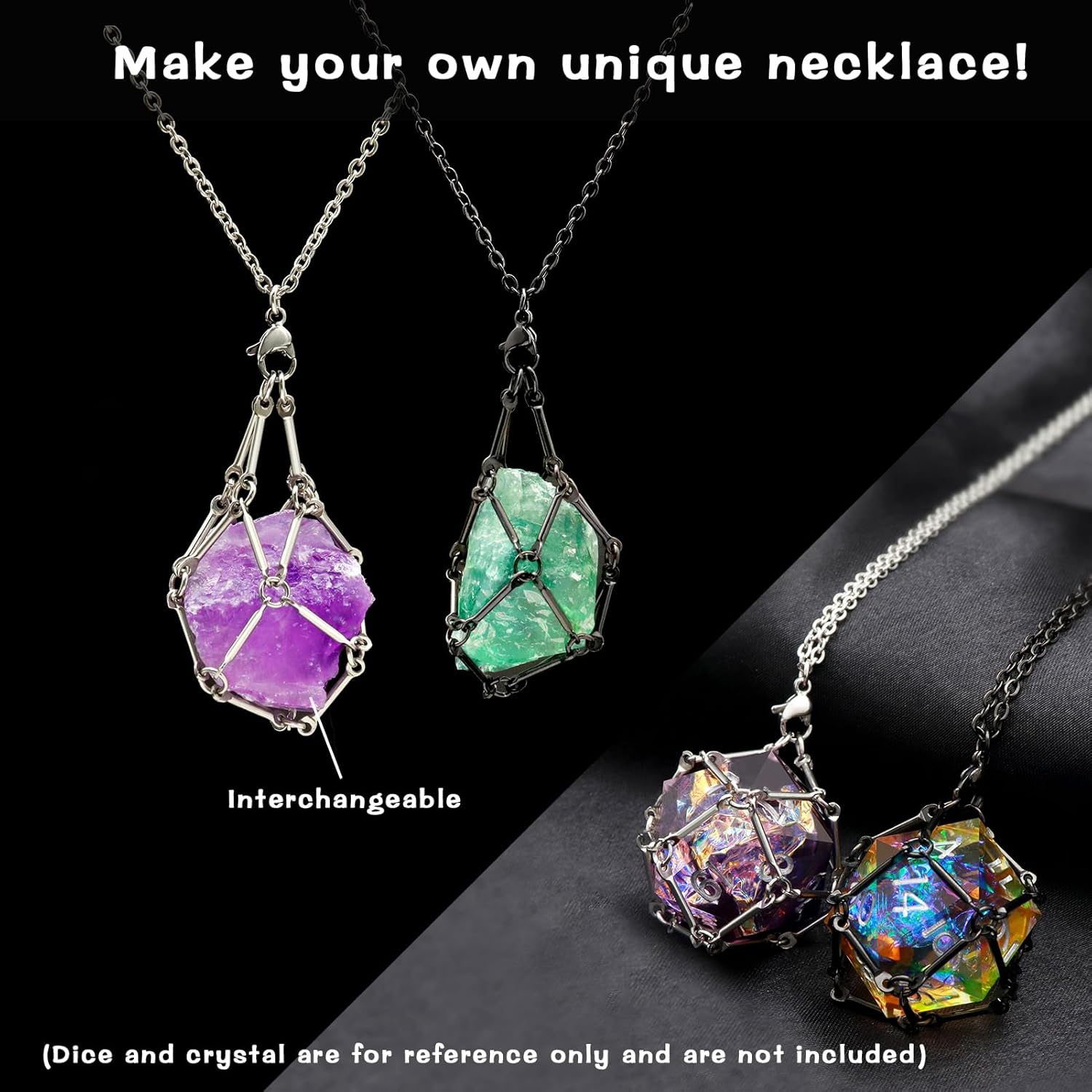 PJOY DND Dice with Necklace Cage Interchangeable D20 for Dungeons and Dragons Gamers - Stainless Steel Gifts image number 6