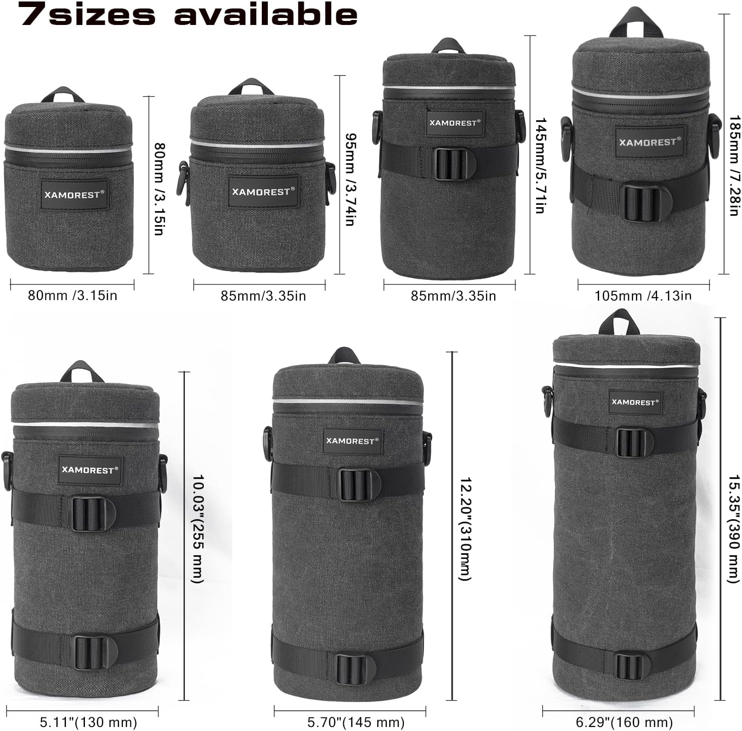 XAMOREST Camera Lens Case Lens Bag Compatible (5.51" X 14.56"(Canvas, Black)) image number 2