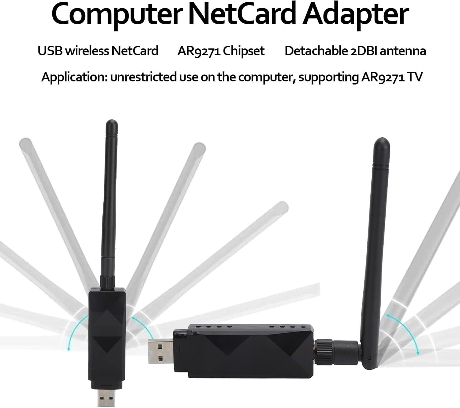 AR9271 Wireless Netcard with Detachable 2DBI Antenna Adapter, Wireless USB Wifi Adapter Fast Internet Transmission, Stable Access, Suitable Forlinux image number 3