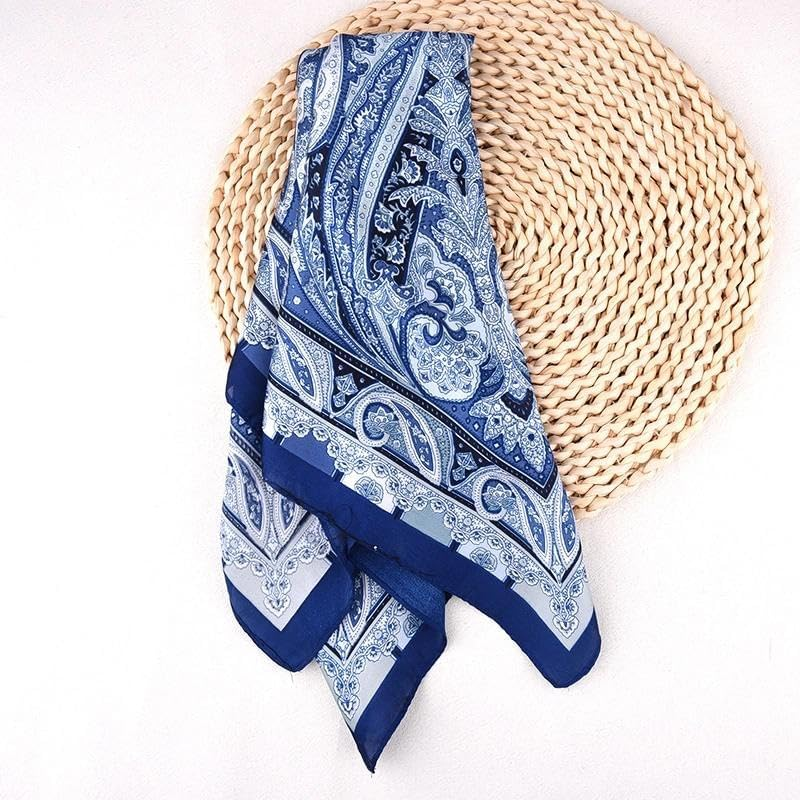 Satin Head Scarf Silky Feeling Bandana Hair Wrap for Women Silk Neck Scarves Paisley Headscarf Lightweight Square Scarf Neckerchief Handbags Accessories - Black image number 6