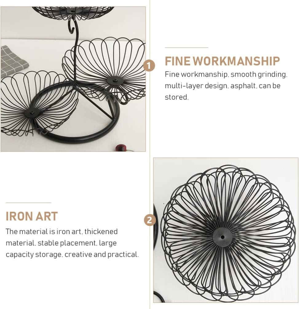 Zerodeko Multifunctional Iron Fruit Basket Storage Container for Snacks and Fruits Stylish Home Organizer for Kitchen Counter Premium Quality Design image number 5