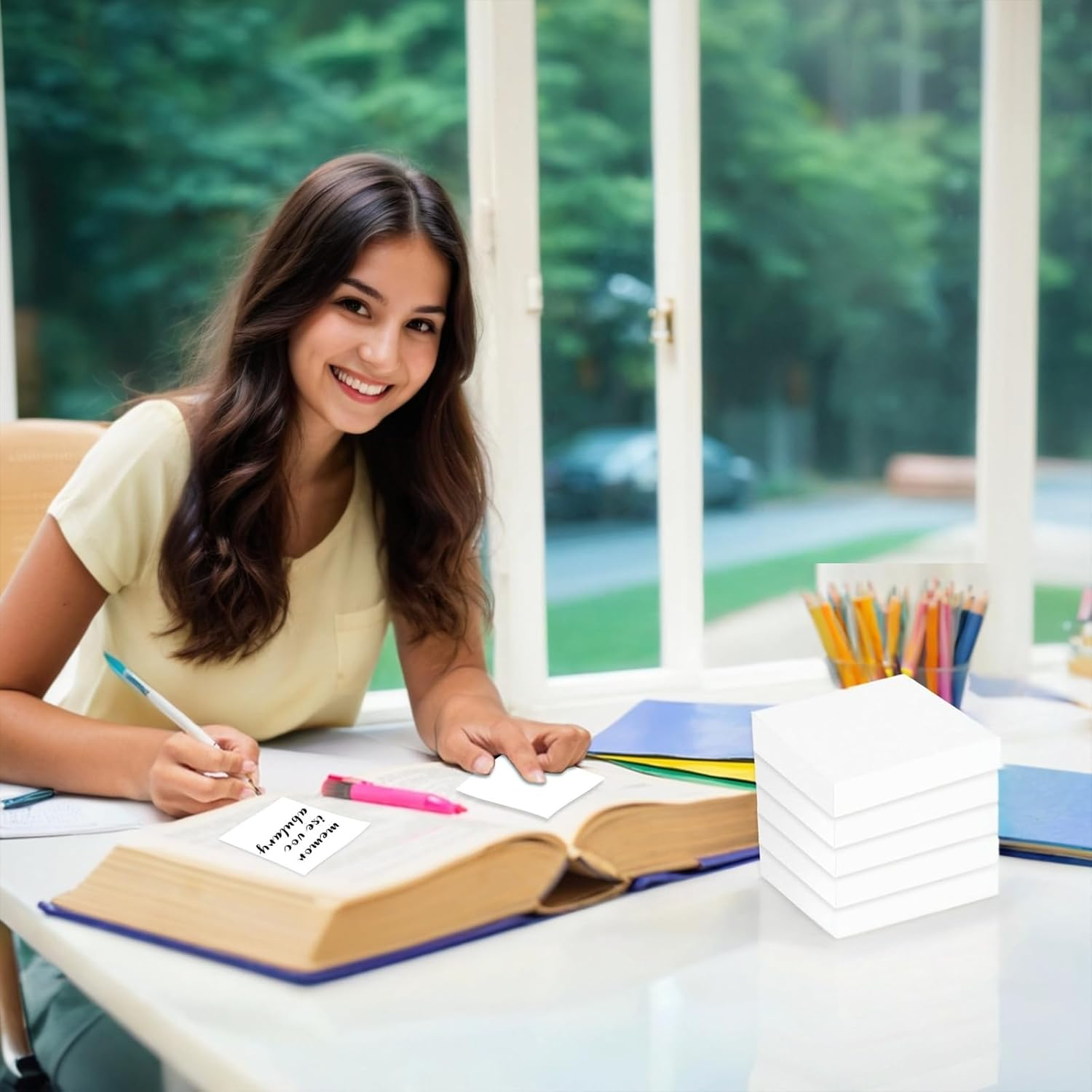 6 Pack White Sticky Notes - 3X3 Inch Self-Adhesive Notepad Set for Office, School and Home Use - Easy Stick Reminder Pads for Organization, Studying, and Daily Tasks image number 4