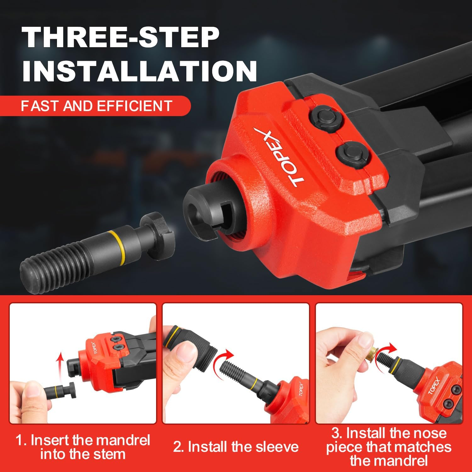 TOPEX 160PCS Heavy Duty Nut Rivet Riveter Rivnut Nutsert Gun Riveting Kit Thread M3-12 image number 4