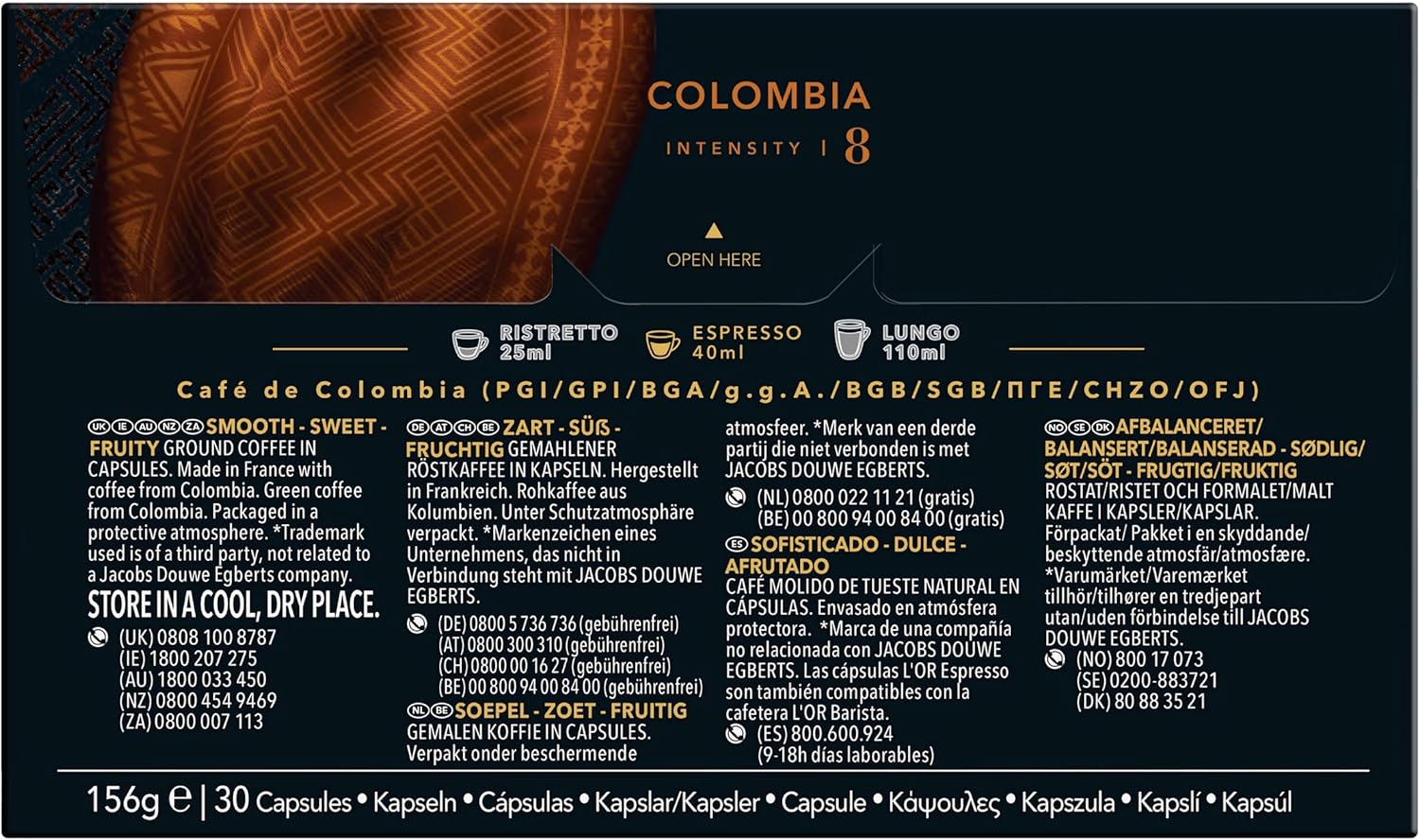 L'OR Espresso Colombia - Intensity 8 - Aluminium Capsules Compatible with Nespresso Machines (5 X 30 Pods Pack) image number 5