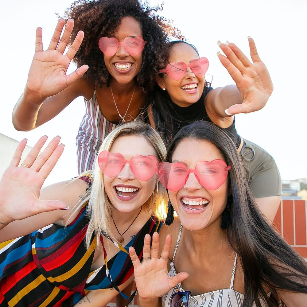 Yoothink Love Heart Shaped Sunglasses for Women Colorful Rimless Sunglasses Party Sunglasses