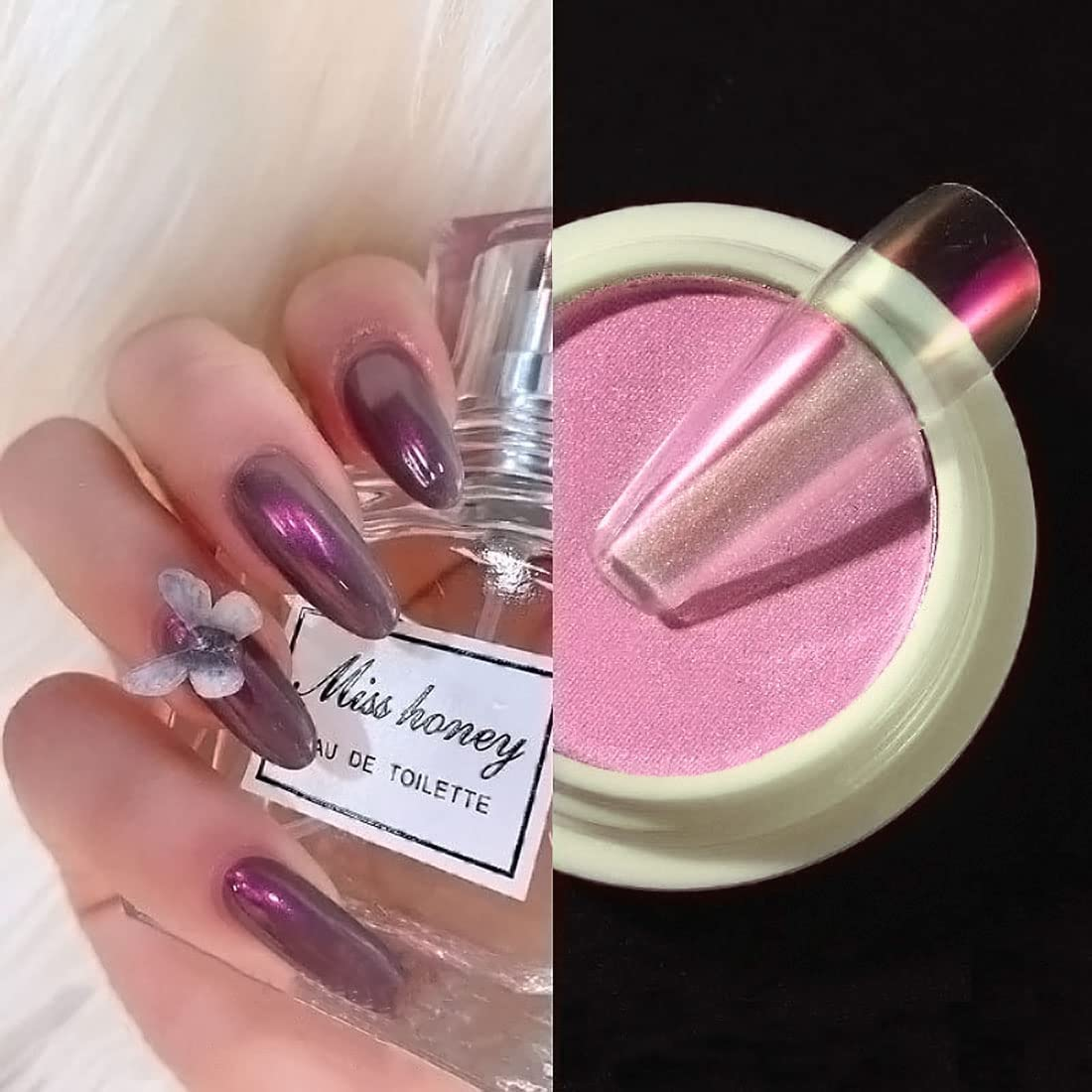 Aurora Chrome Nail Powder Upgrade Aurora Iridescent Nail Powder Multi Mirror Effect Mermaid Neon Transparent Powder for Nail Art D&eacute;cor image number 2