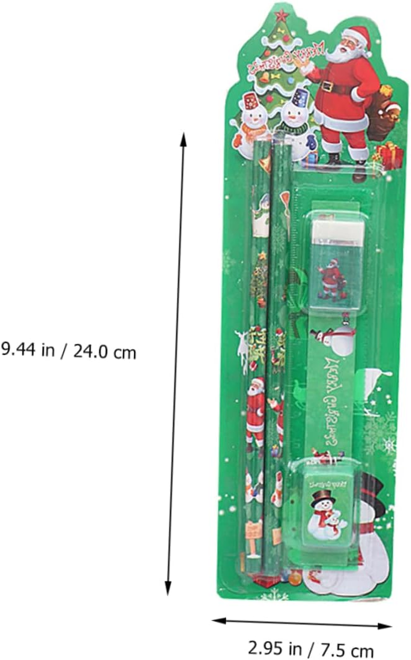 Christmas Theme Stationery Set 3 Packs 5Pcs Kit with Pencils Erasers Rulers for Kids School Supplies Holiday Random Color image number 1
