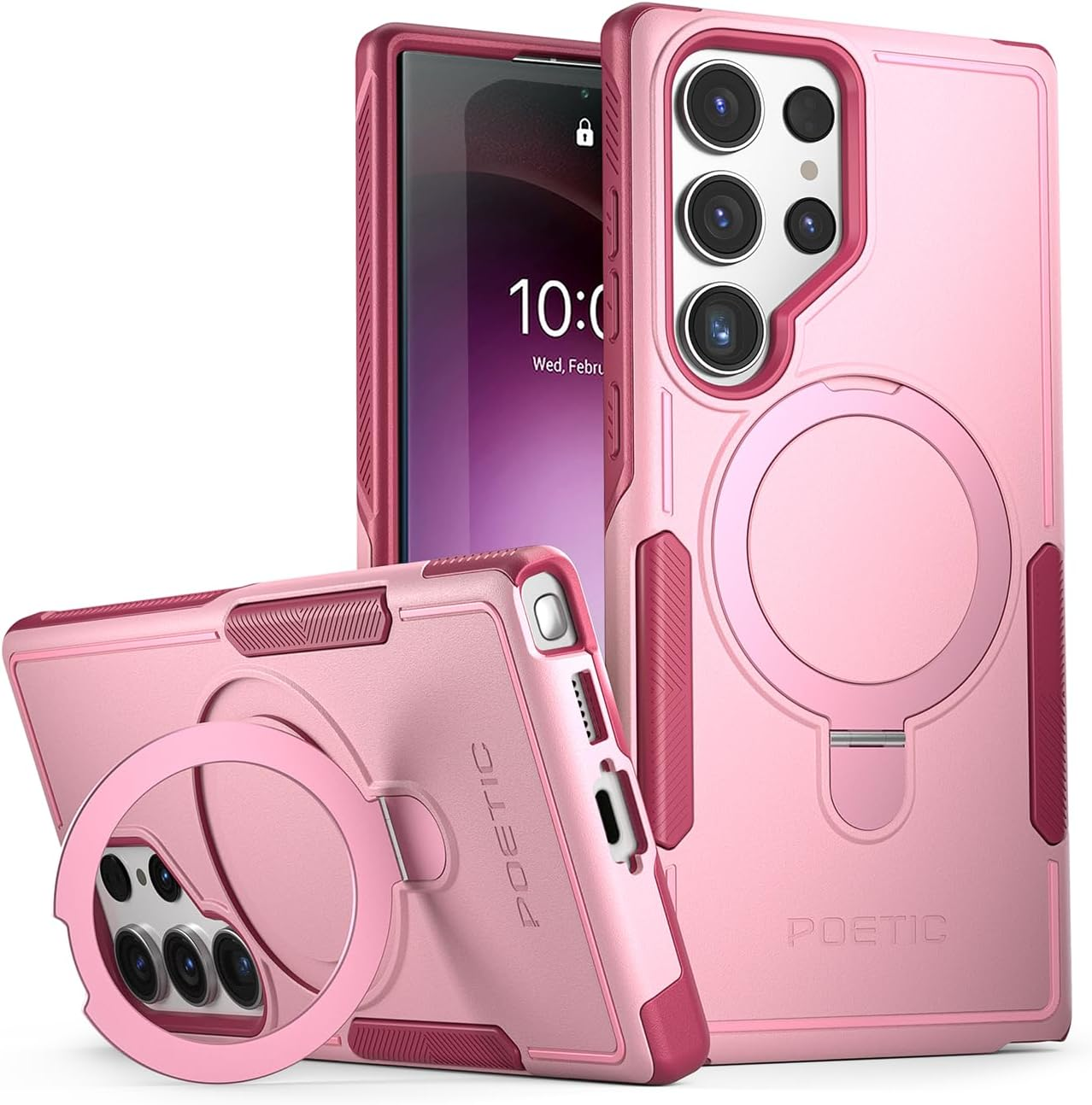 Poetic Neon Magpro Case Designed for Samsung Galaxy S23 Ultra / S22 Ultra 5G 6.8 Inch,[Compatible with Magsafe] Dual Layer Heavy Duty Rugged Shockproof Protective, Magnetic Ring Stand, Black