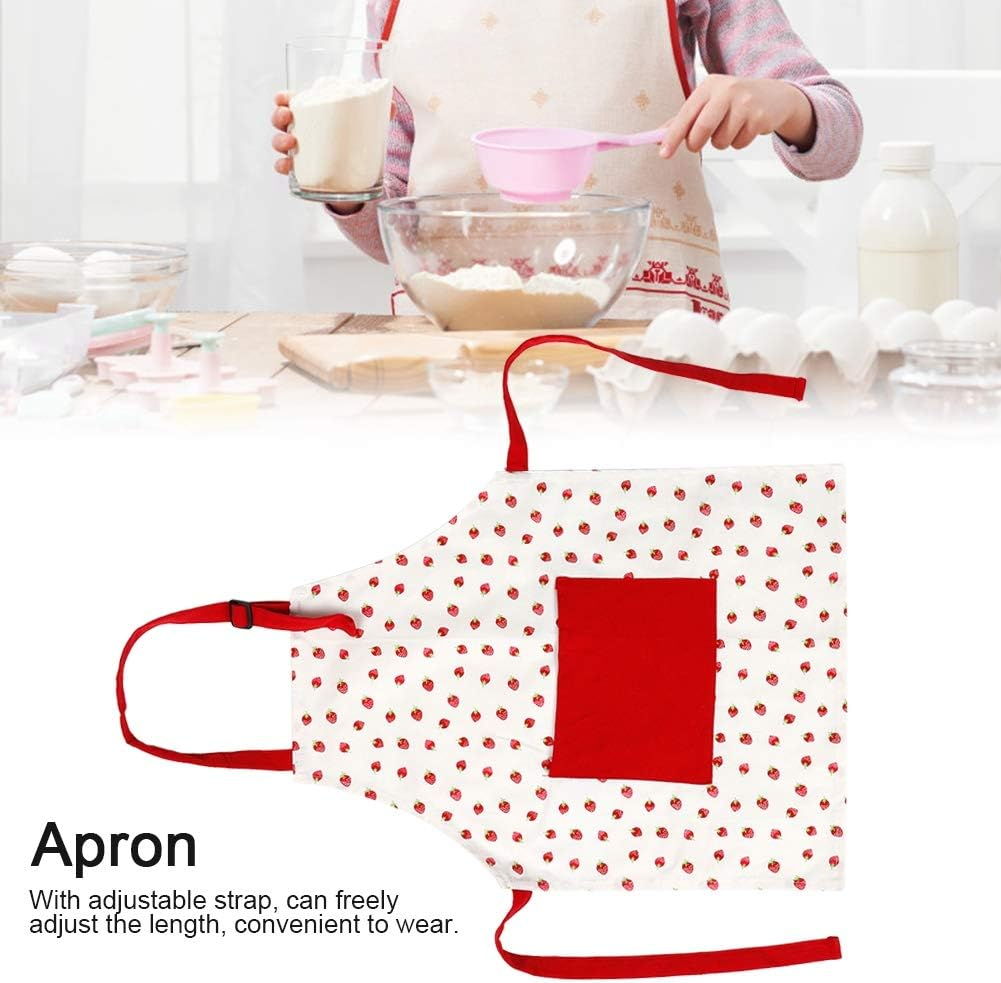Cotton Pinafore, Cooking Apron Strawberry Pattern Breathable Reasonable Size with Big Pocket for Dinning Room for Kitchen image number 2