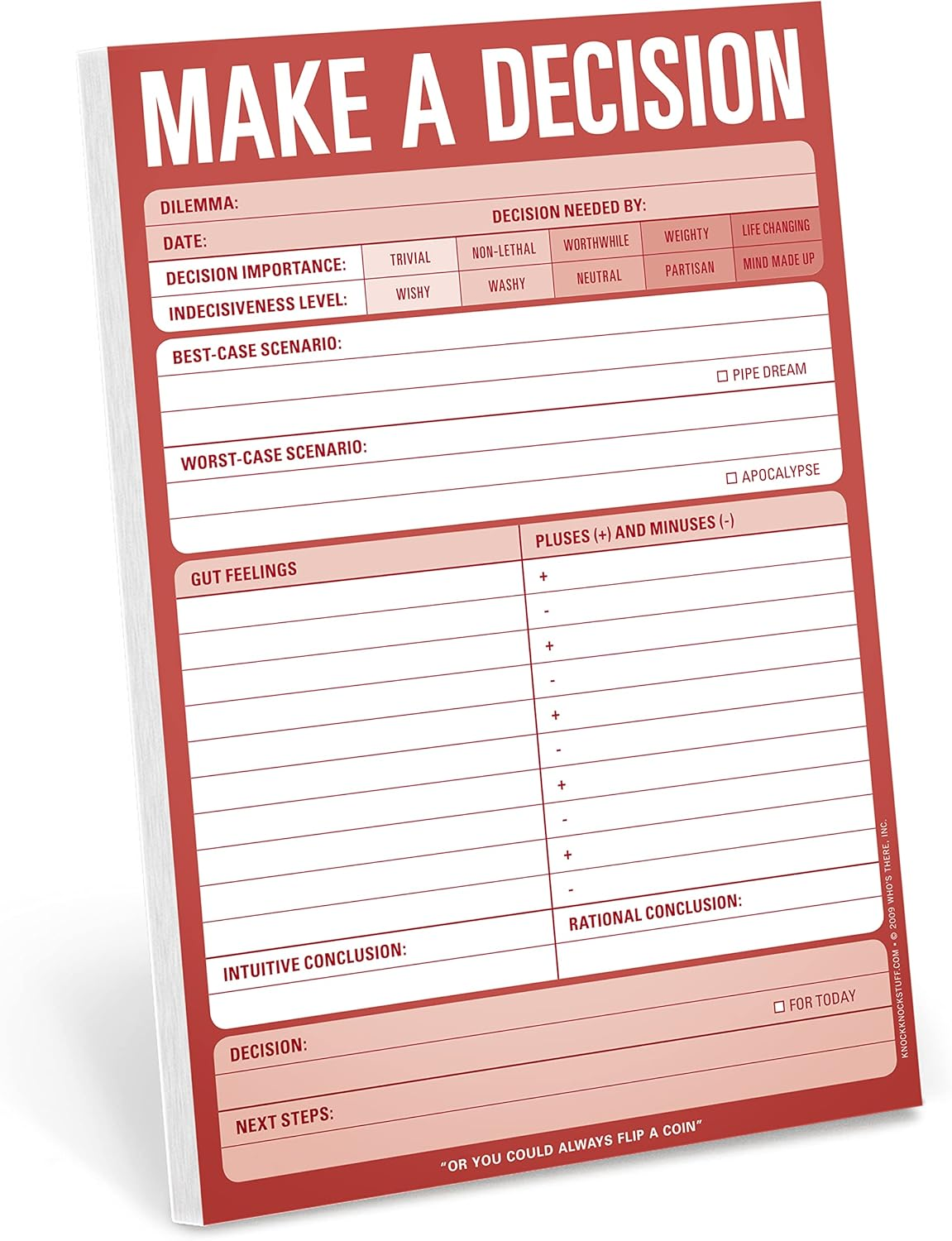 Knock Knock Make a Decision Checklist Note Pad, 6 X 9-Inches