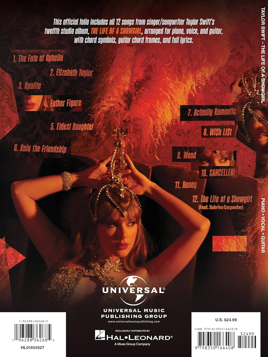 Taylor Swift - the Life of a Showgirl: All 12 Songs from the Album Arranged for Piano, Voice, and Guitar image number 3