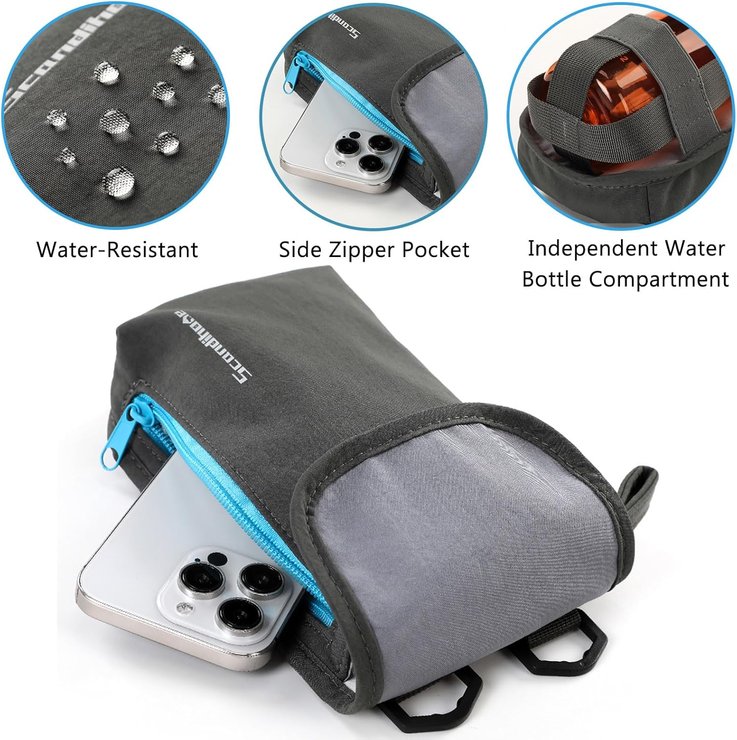 SEPWIK Water Bottle Carrier Bag with Phone Pocket 40Oz Water Bottle Holder Pouch with Adjustable Strap Water Bottle Sleeve for Walking Hiking Camping Gym Scandihome Series image number 2