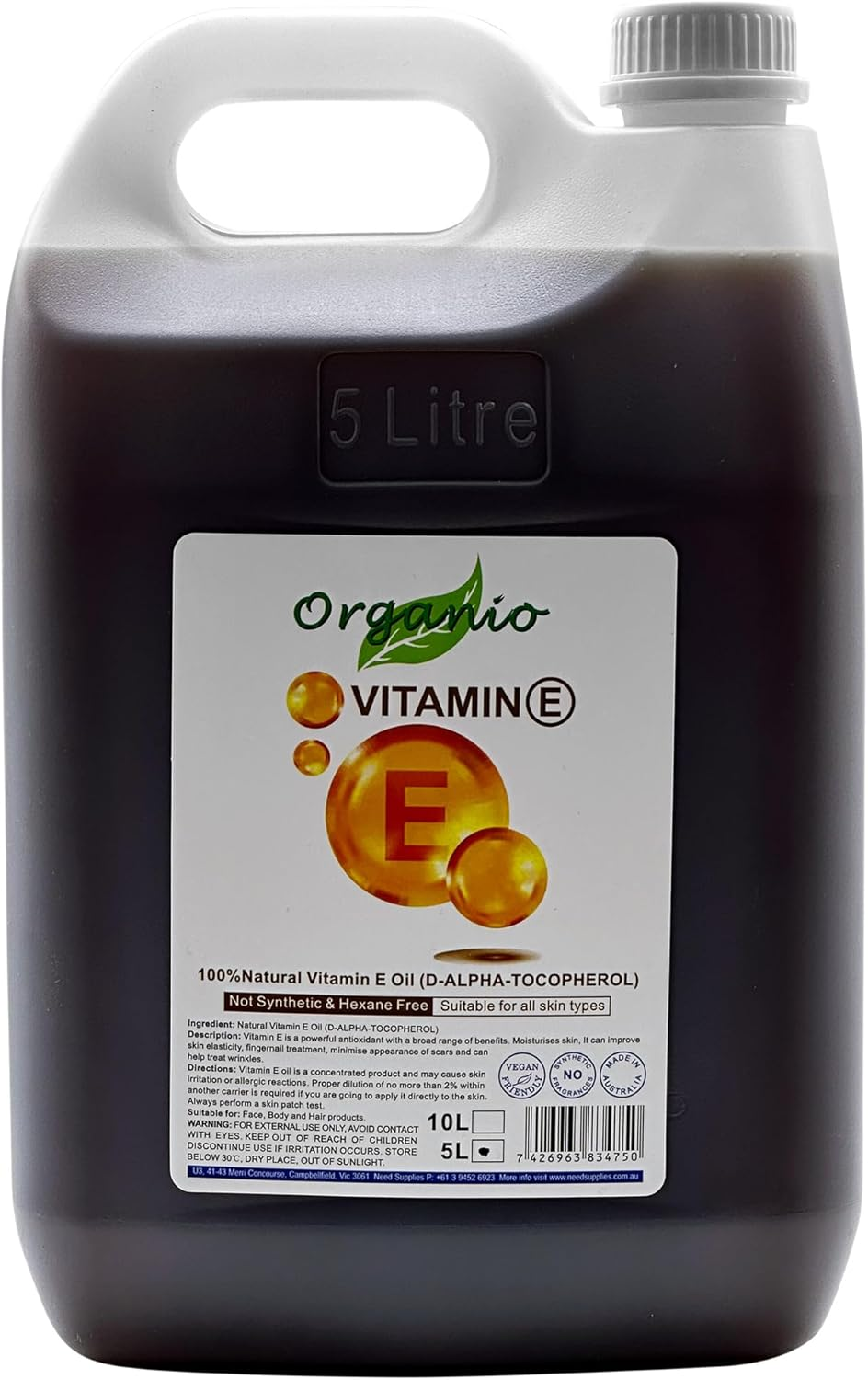 Natural Vitamin E Oil 100% Pure - (87% D-Alpha Tocopherol) Very Thick Oil (100Ml, without Pump)