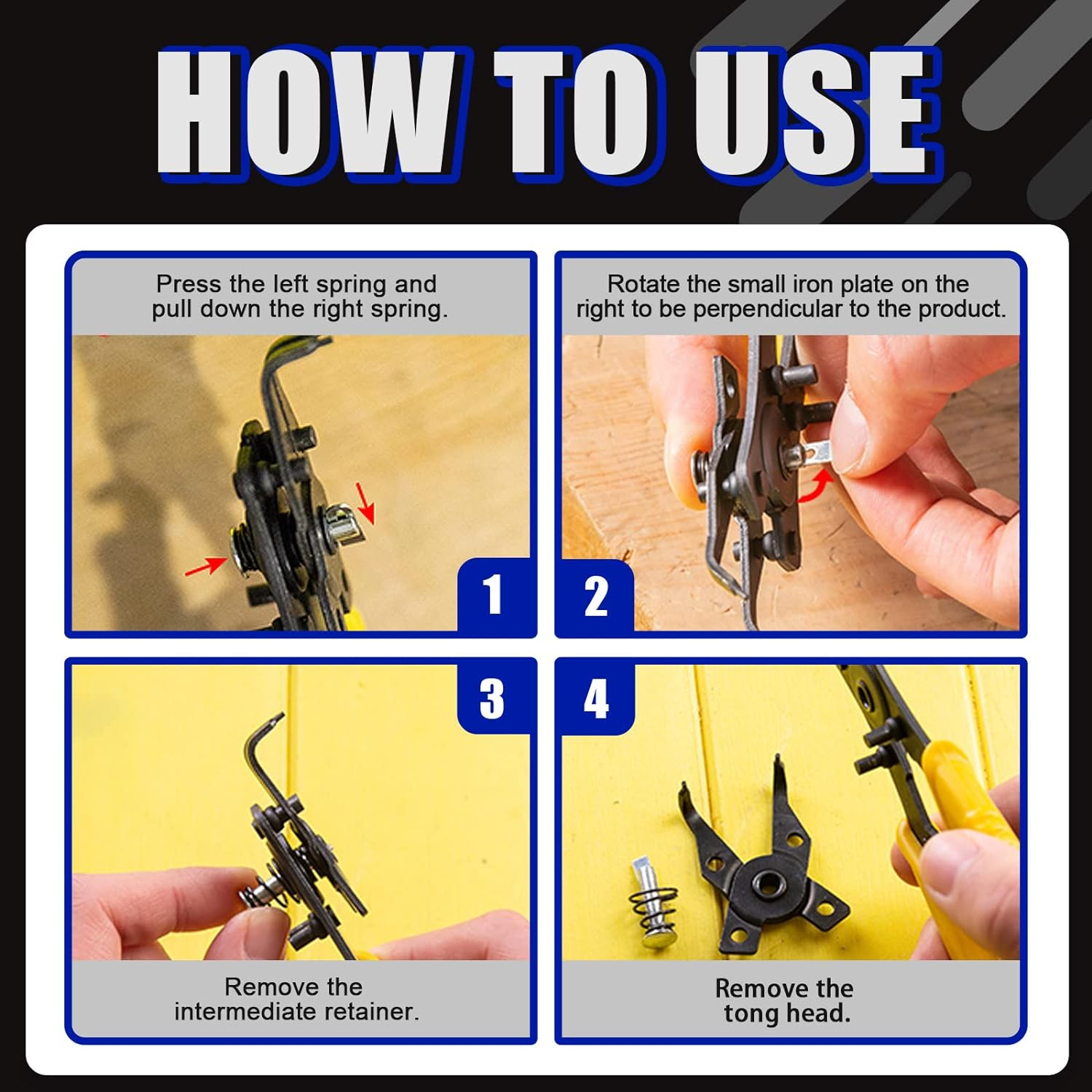 Glarks 3Pcs AC Clutch Holding Tool Adjustable Clutch Holder and 4 in 1 Snap Ring Pliers with Feeler Gauge Assortment Kit Compatible with Domestic and Import Vehicle AC Compressors image number 1