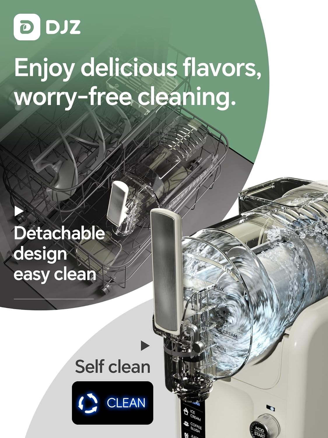 DJZ Slushie Machine with Ice Cream Maker, Ice Free, 5 One-Touch Modes, Self-Cleaning, Quiet, with Led Display & 2L Large Capacity for Home & Parties image number 6