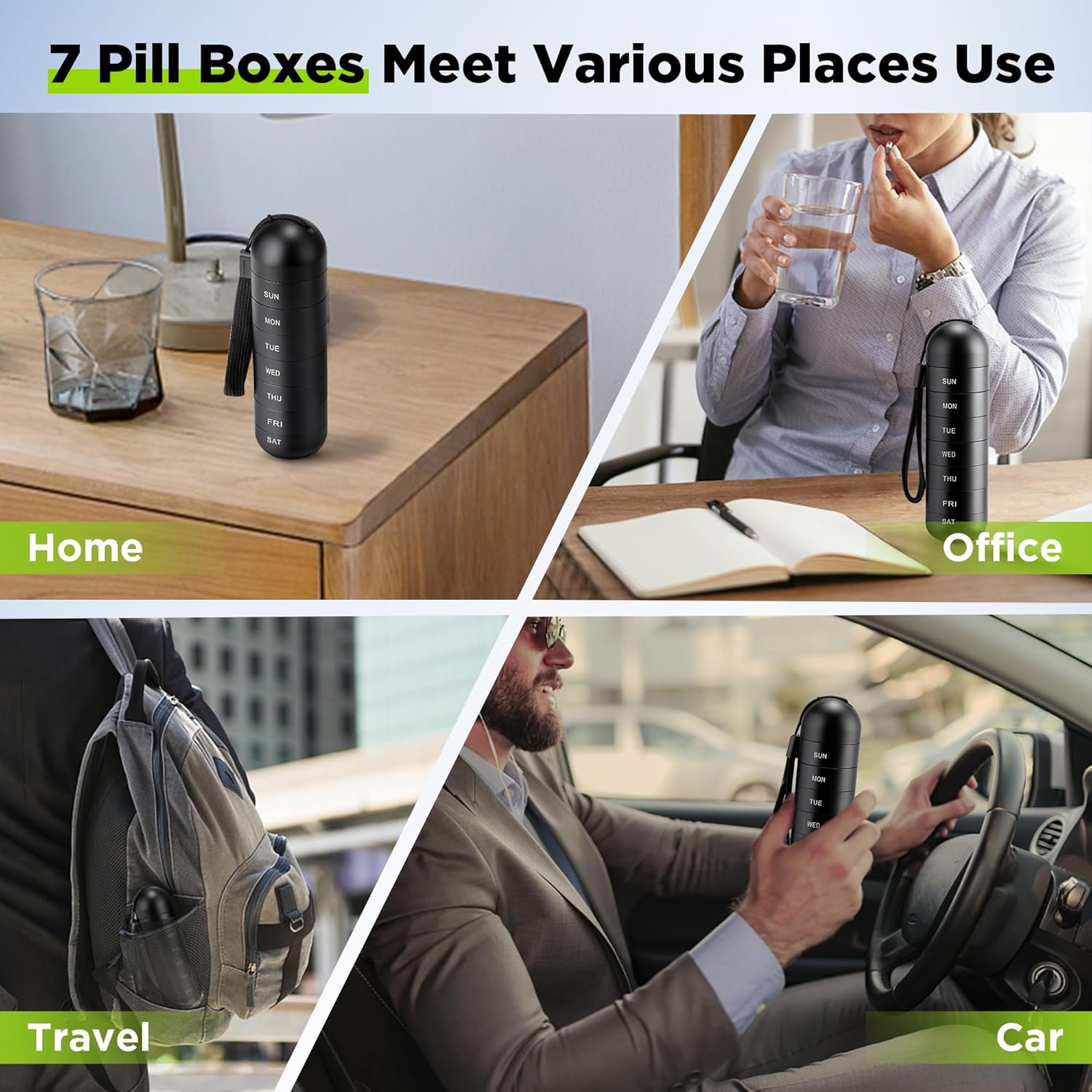 Zannaki 2019 Improved Moisture Proof Weekly Pill Organizer, Aluminum Alloy BPA Free Travel Camping 7 Day Pill Box Case Waterproof and Portable to Hold Vitamins, Fish Oil, Supplements and Medication image number 6