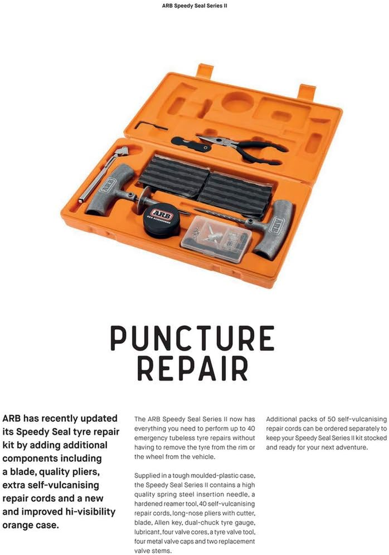 ARB 10000011 Speedy Seal 2 - Universal Heavy Duty Tire Repair Kit for Car, Truck, RV, Jeep, ATV, Motorcycle, Tractor, Trailer. Flat Tire Puncture Repair Kit Fix Punctures and Plug Flats 50 String Plug image number 2