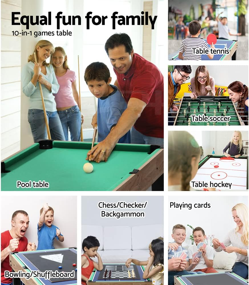 Foosball Table, 10-In-1 Football Soccer Ball Shuffleboard Tennis Bowling Chess Foose Tables Home Party Favour Kids Game Training Equipment Indoor Sport image number 3