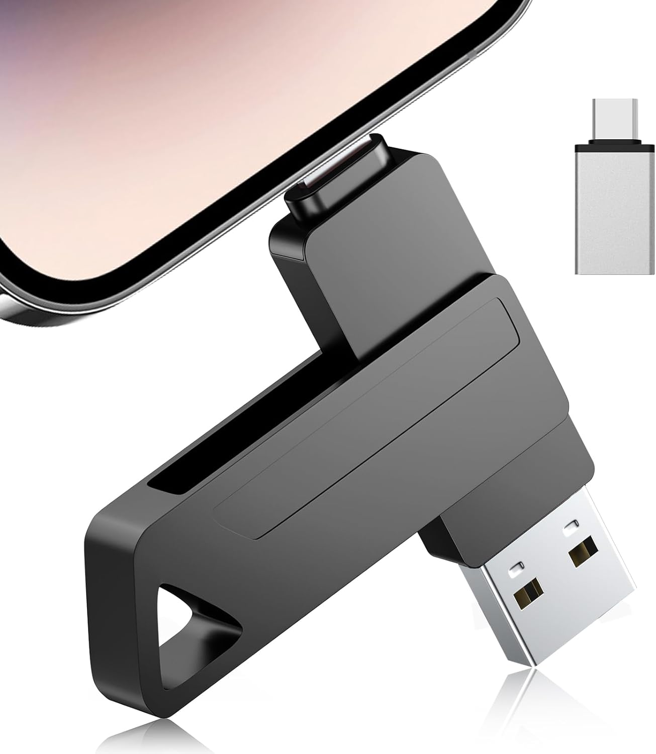 3 in 1 Flash Drive for Iphone - 256GB Phone Photo Stick for Backup, High Speed USB Memory Stick, USB Thumb Drive for Iphone/Ipad/Pc/More Devices (Silver)