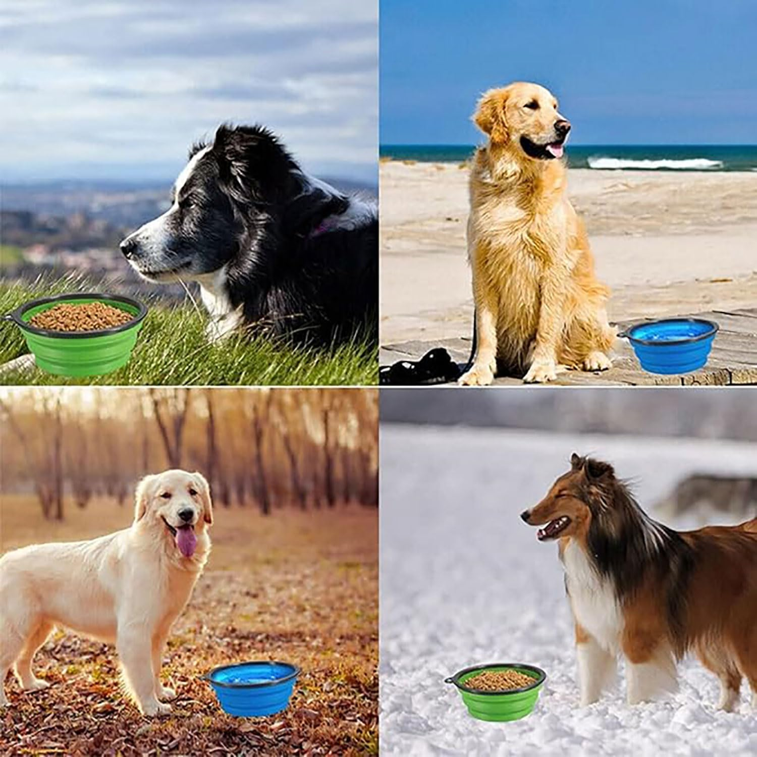 Yqkangzhu 2 Pcs Collapsible Pet Bowl, Silicone Dog Travel Bowls, BPA Free Portable Pet Feeding and Water Bowl, Foldable Cat Food Dishes with Carabiner Clip for Hiking, Walking, Outdoor Activities image number 4