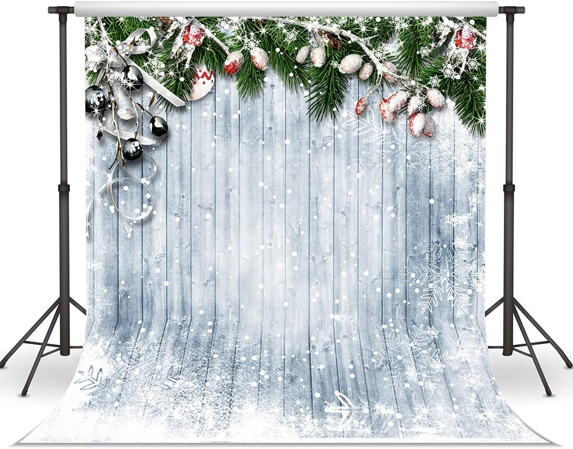 WOLADA 10X10Ft Merry Christmas Backdrop Snowflake Vintage Wooden Wall Christmas Tree Photography Backdrop Child Baby Shower Newborn Portrait Party Decor Supplies Background Photo Booth Props 11717 image number 2