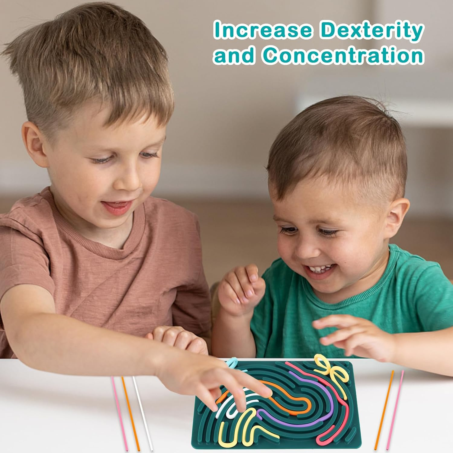 Sensory Fidget Toys for Kids Adults, Double-Sided Silicone Activity Busy Board for Stress Relief, Calming, Focus, Autism and ADHD, Travel Toys with Portable Bag & 20 Strings (Square) image number 6