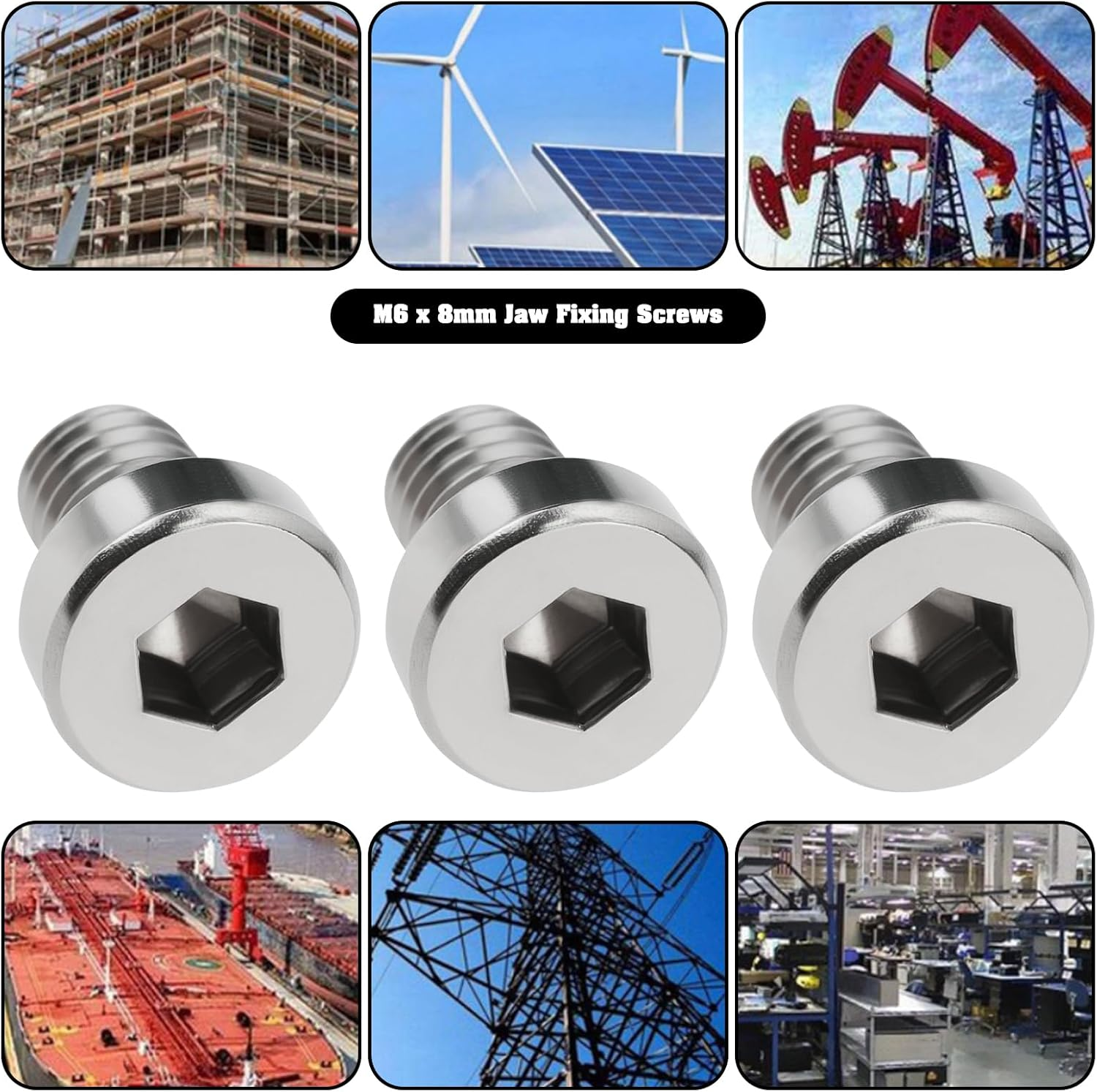 Briny River 16Pcs M6 X 8Mm Jaw Fixing Screws 304 Stainless Steel 4Mm Inner Hexagonal Head Screws Compatible with NCK Series Woodchuck Jaws image number 6