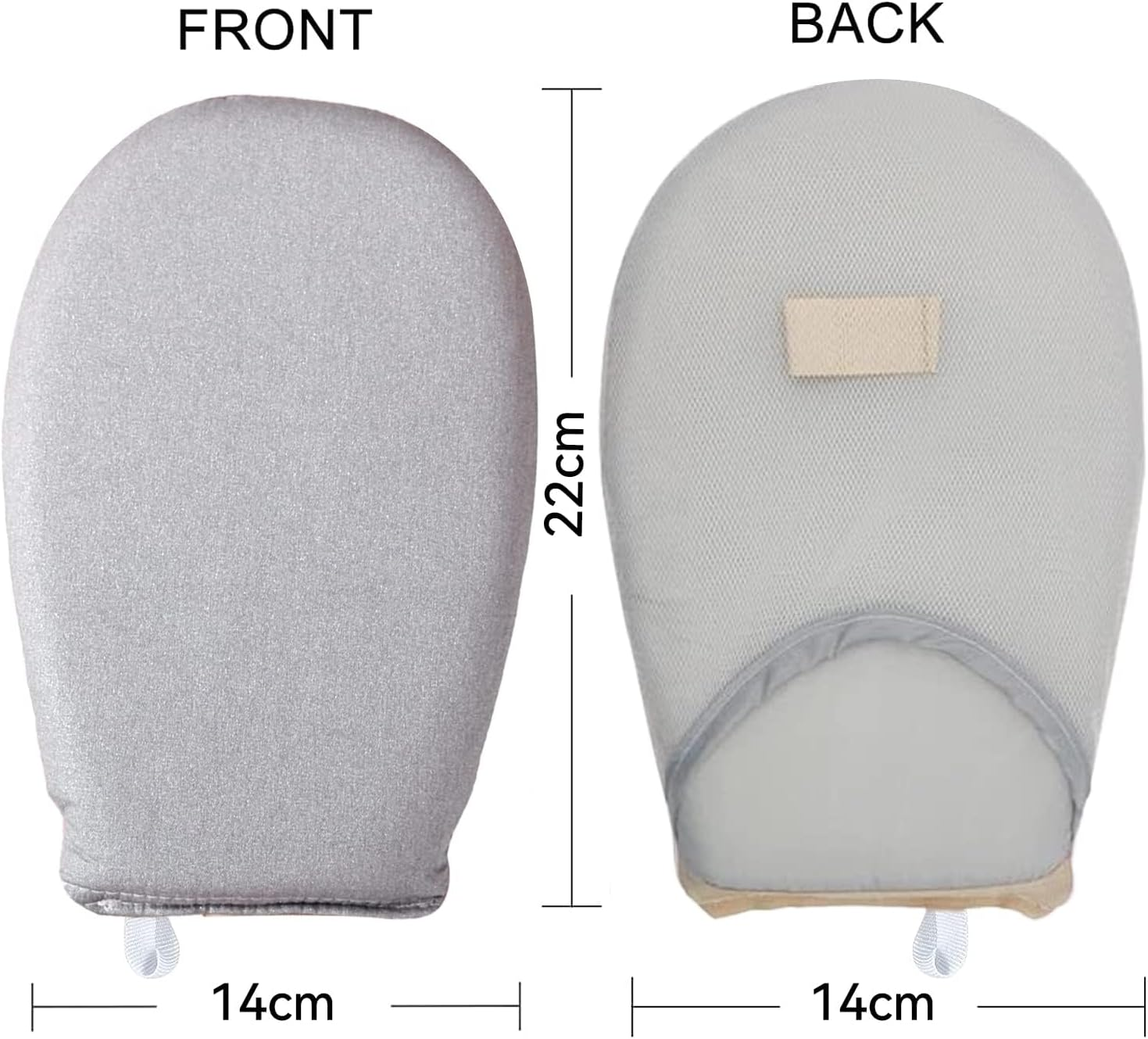 JZS Garment Steamer Ironing Glove, Waterproof Mini Ironing Board with Finger Loop Garment Steamer Accessories Mitt Heat Resistant Gloves for Clothes Steamers,Round,Grey,2 Set image number 2