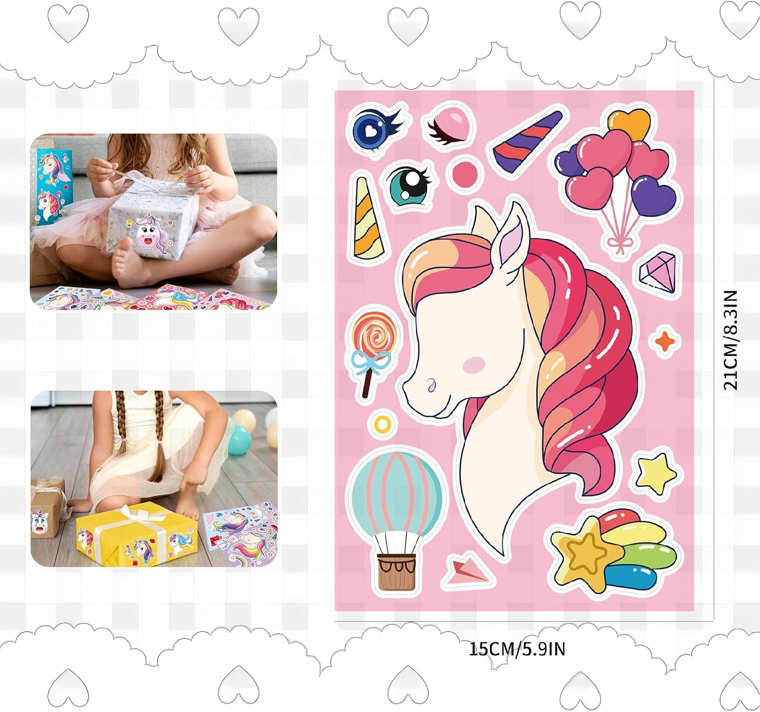 8 Sheets Kids Unicorn Sticker-Crafts Activities, Make Your Own Unicorn Stickers for Kids Rewards, Holiday Party Bag Fillers, Bottle Decorations, Birthday Gifts, Party Favors image number 5