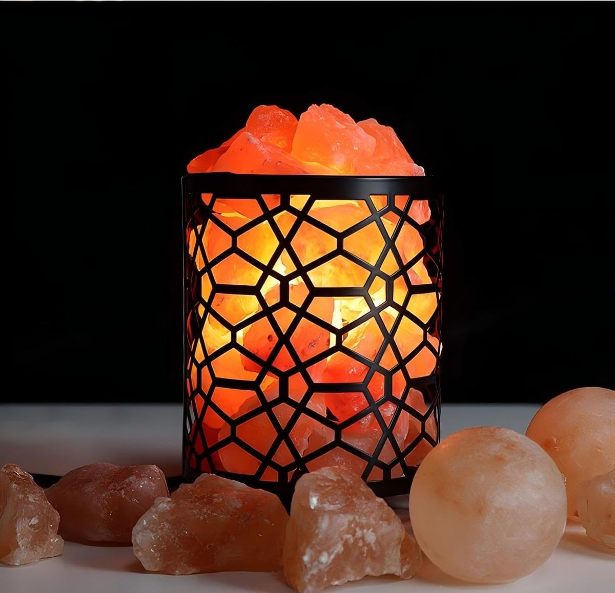 Himalayan Salt Lamp, Salt Rock Lamp Natural Night Light in Forest Design Metal Basket with Dimmer Switch, 25Watt Bulbs & ETL Cord image number 3