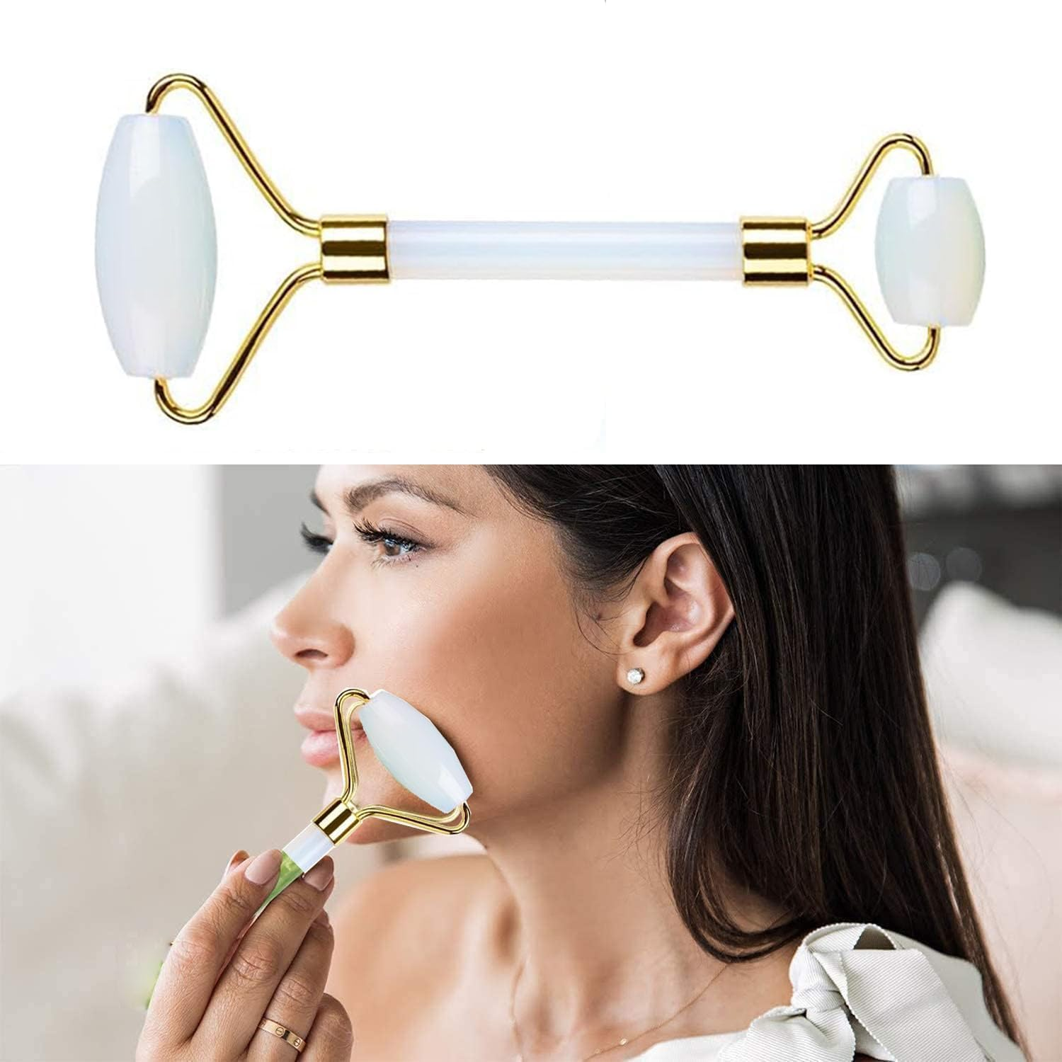 LDATY Jade Roller,Quartz Face Roller, Facial Beauty Roller Skin Care Tools, Massager for Face, Eyes, Neck,Gua Sha Soothes, Body Muscle Relaxing, Improve Eye Puffiness Remove Wrinkles Eye Roller image number 3