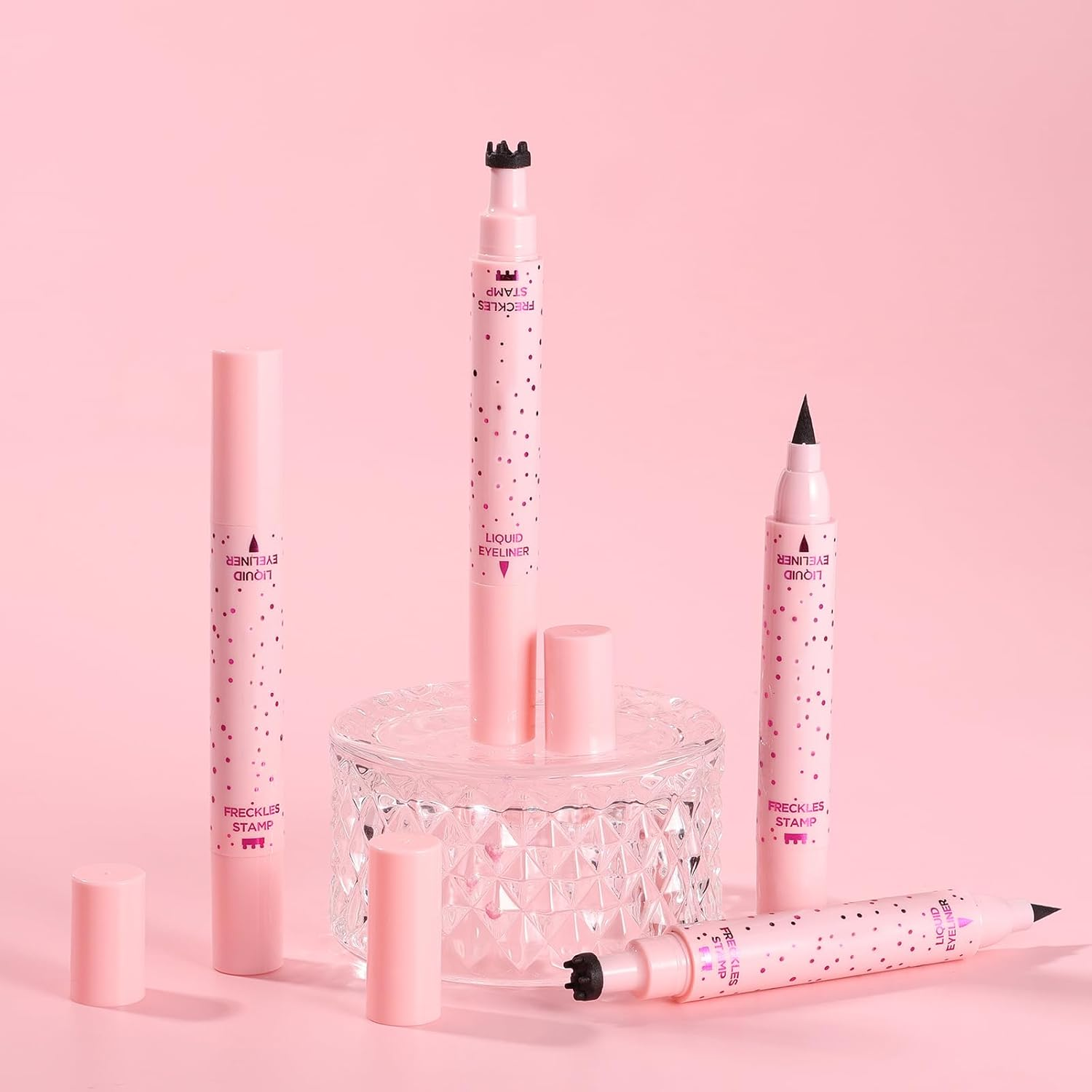 DAGEDA Eyeliner Freckle Pen, 2 in 1 Dark Brown Freckle Stamp and Black Liquid Eyeliner, Waterproof, Natural Lifelike Freckles Makeup, Soft Sopt Pen Magic Fake Freckles image number 1