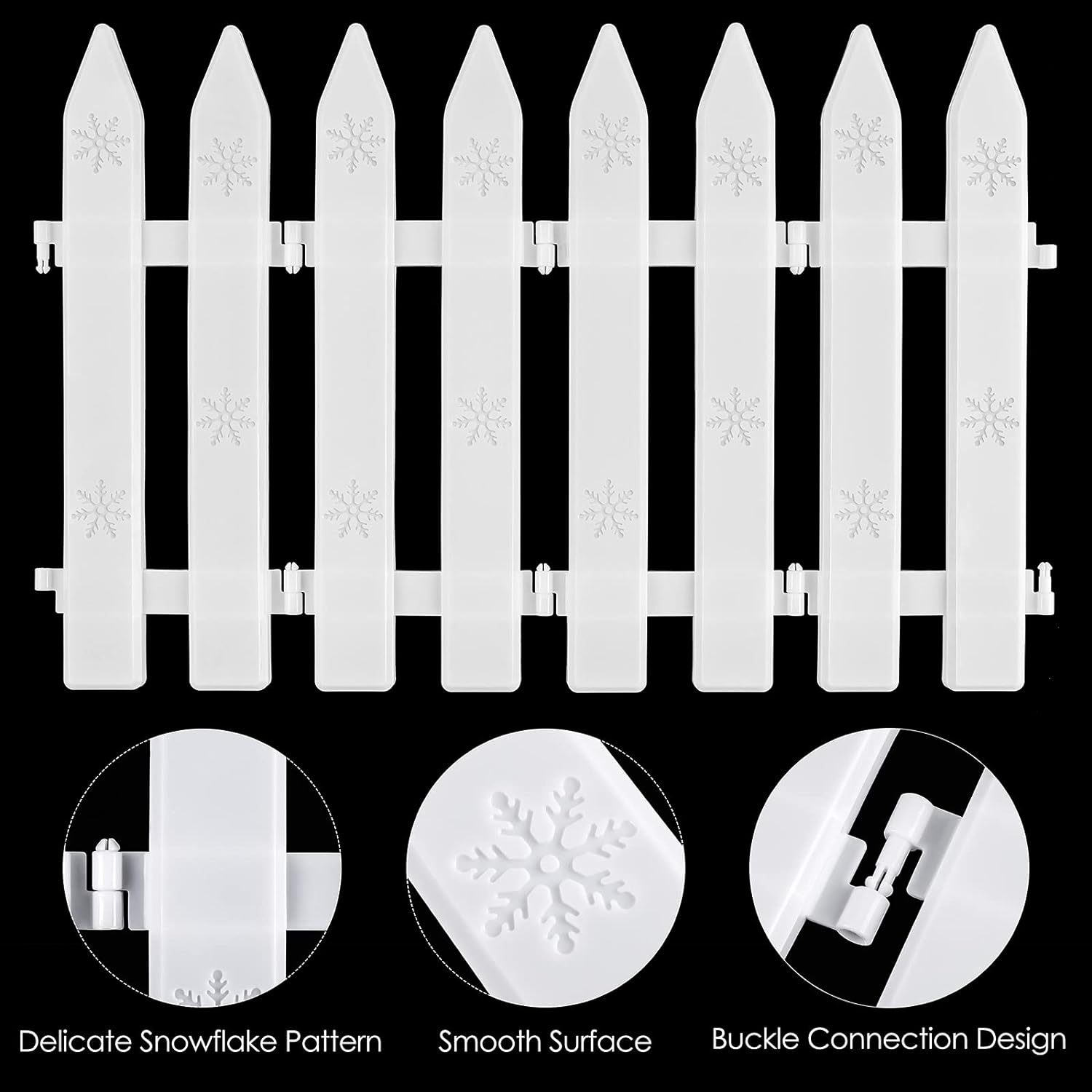 MCEAST 16 Pieces White Plastic Traditional Christmas Tree Fences, 4.6 X 12 Inches, Ideal for Home, Wedding, Fairy Garden, Party image number 5