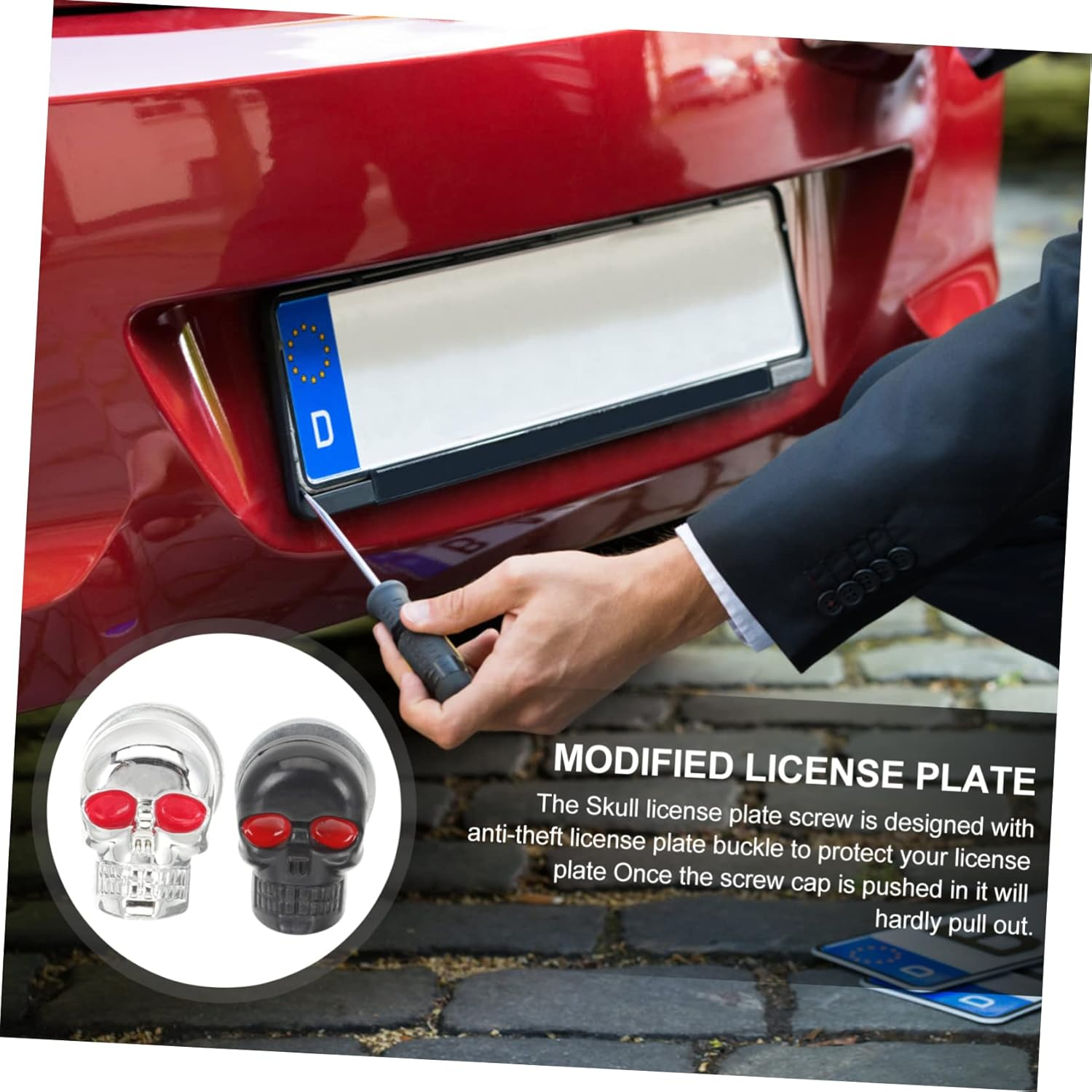 GRIRIW 6Pcs Skull Motorbike License Plate Screws Motorcycle Modification Fasteners Easy Install Nuts Washers Plated Finish for Motorbike Truck image number 4