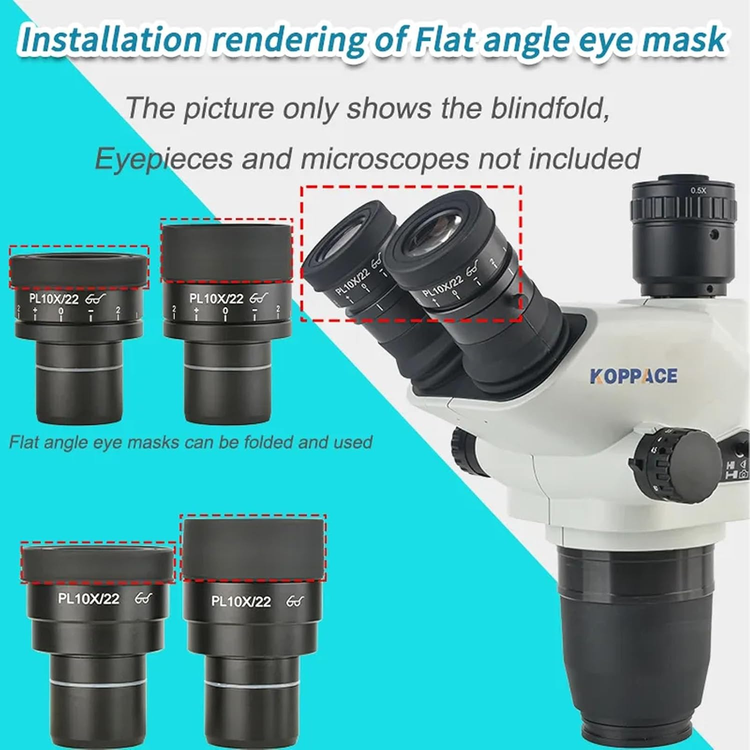 2 Pieces Stereo Microscope Eyepiece Eye Protection, Rubber Flat Angle Eyepiece Protector, Black Eyepiece Eyecup Protector for Eyepieces with 40-42Mm Interface