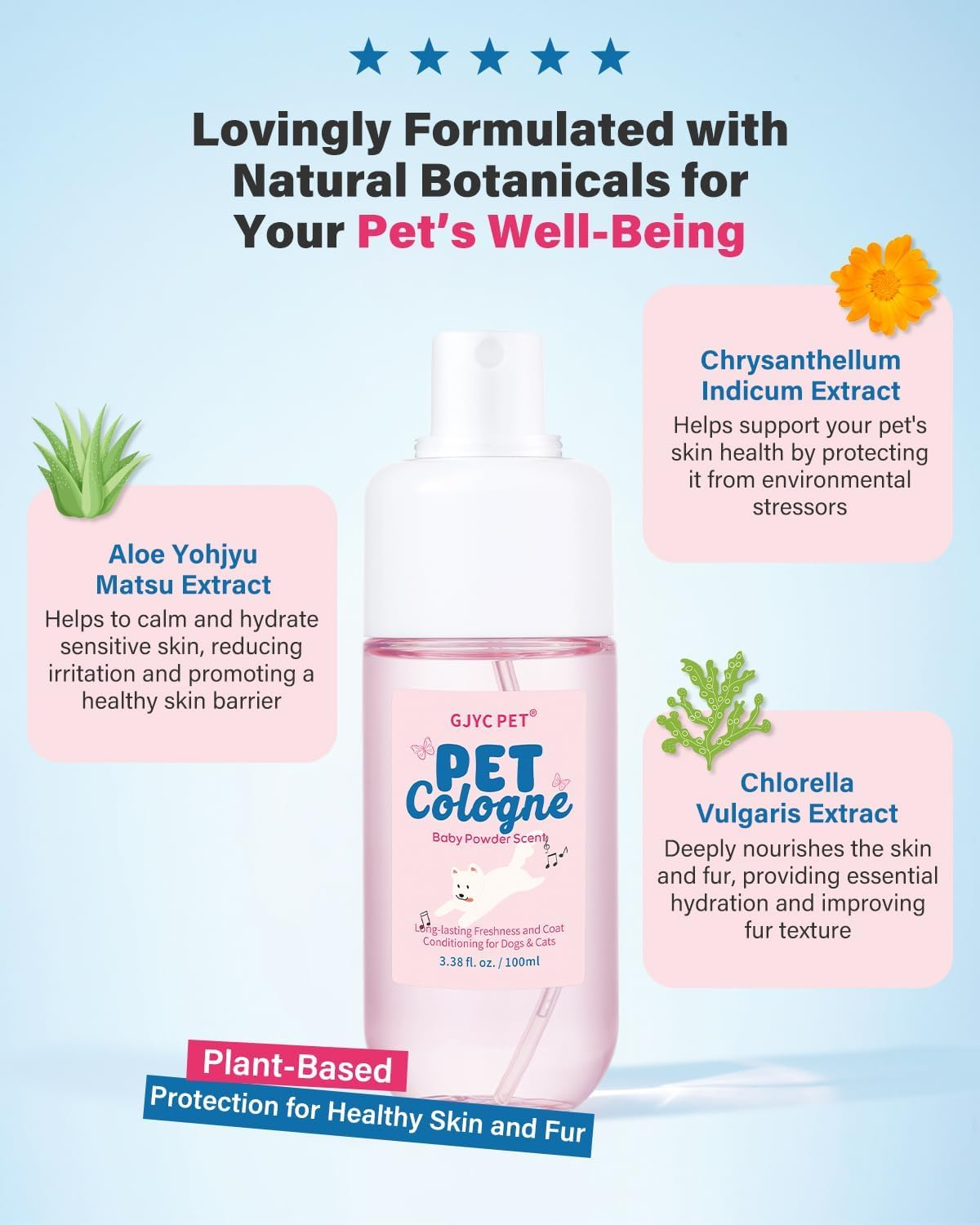 GJYC PET Dog & Cat Perfume | Long-Lasting Baby Powder Scent Deodorizing Spray | Fur-Conditioning Cologne, Non-Sticky Formula | Travel-Friendly, 3.38 Fl. Oz image number 5