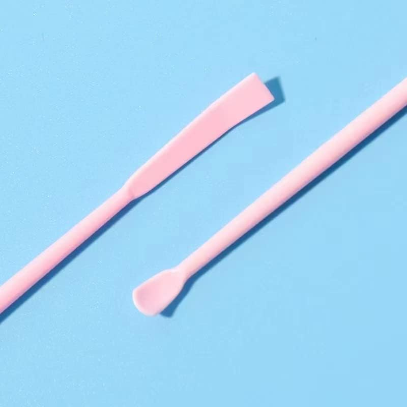 Beauty Spatulas, 2 Piece Set, Large and Small ， Makeup Spatula Tool for Small Aperture Cosmetic Bottle|| Mini Spatula | Flexible and Reusable | Scraper Head Measures Only 0.7Cm Pink image number 4