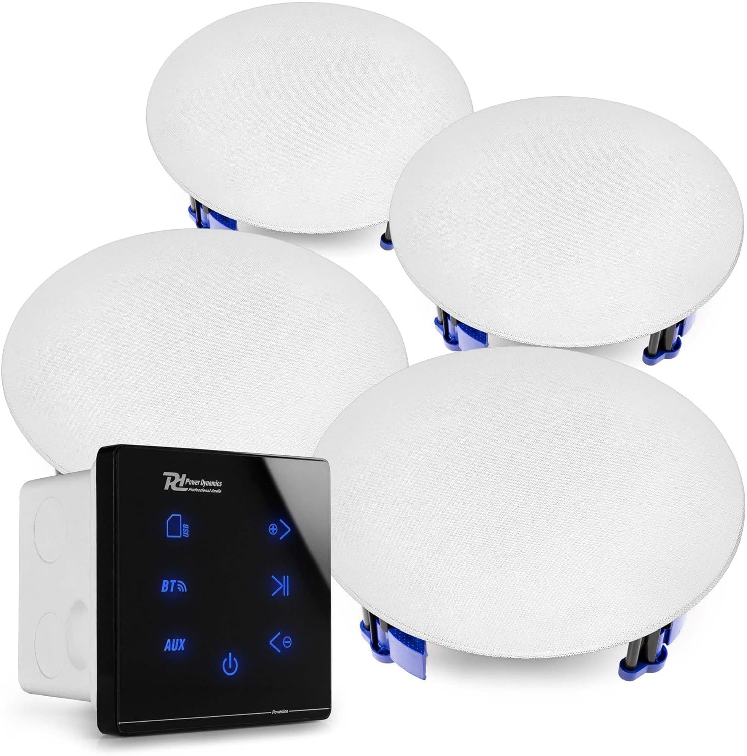 Power Dynamics Powerline A100B Bluetooth Ceiling Speaker System Package with 4X Speakers and In-Wall Amplifier image number 3