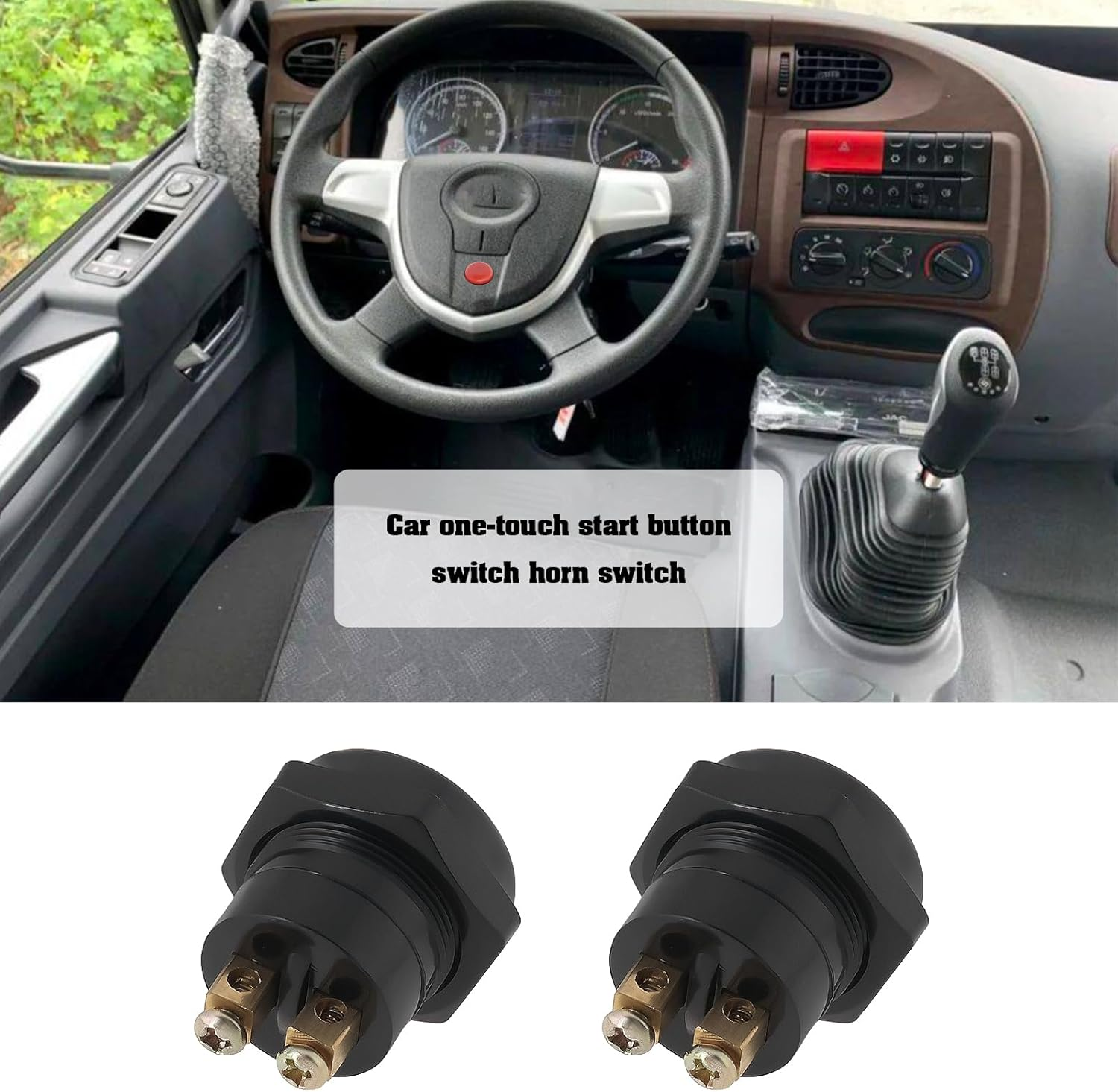 VGOL 2Pcs Car Push Button Switch 12V 25A Horn Switch Momentary Press Button Switch Replacement Part 22Mm Mounting Hole Starter Switch, Red image number 2